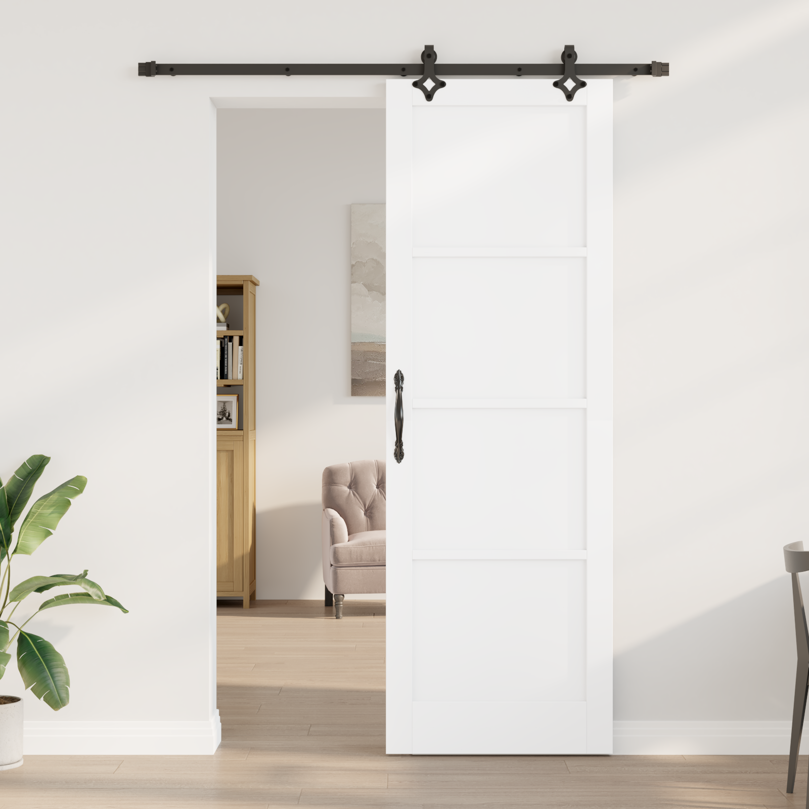vidaXL schuifdeur met beslag 78x232 cm massief grenenhout wit