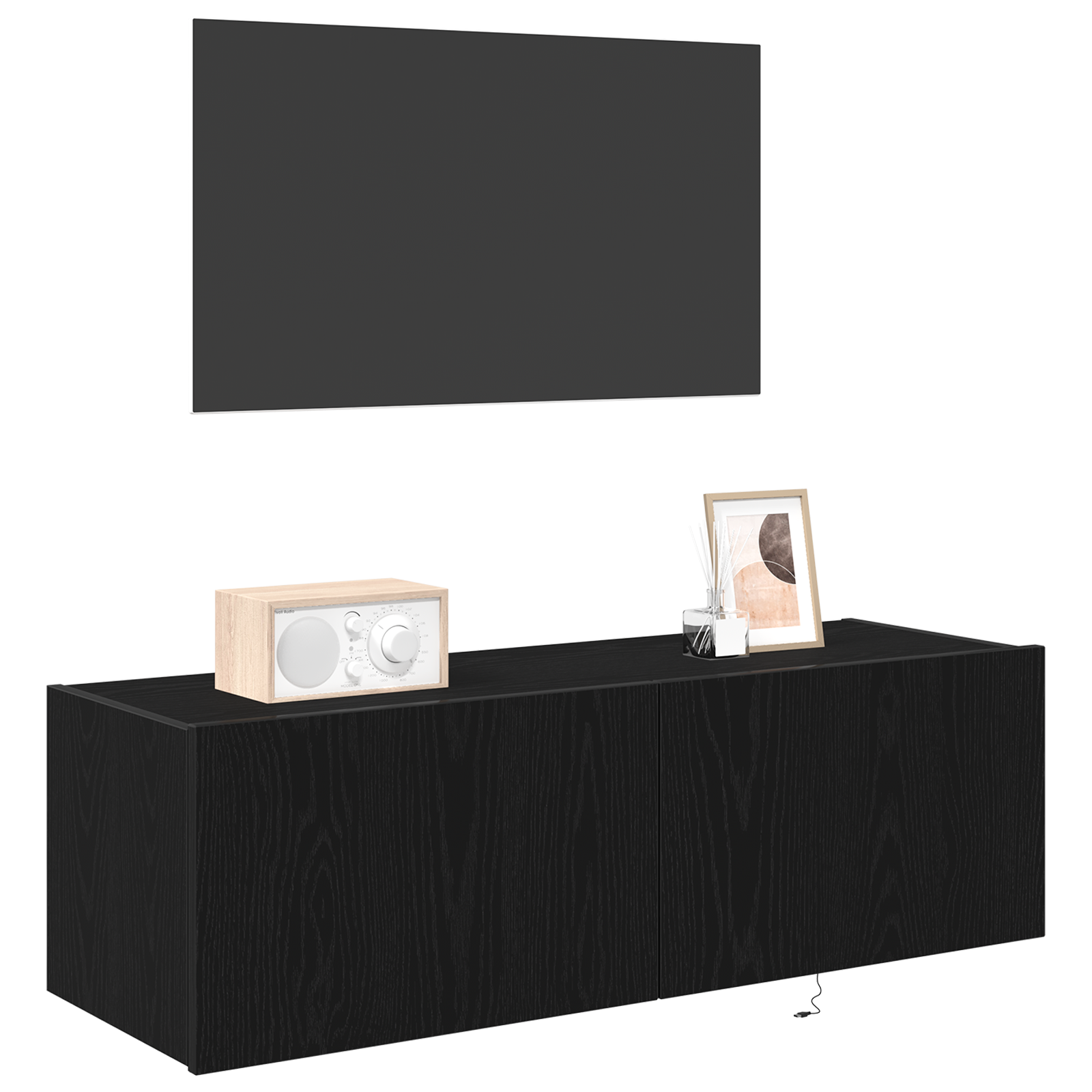 vidaXL Tv-wandmeubel met LED-verlichting 100x35x31 cm zwart eikenkleur