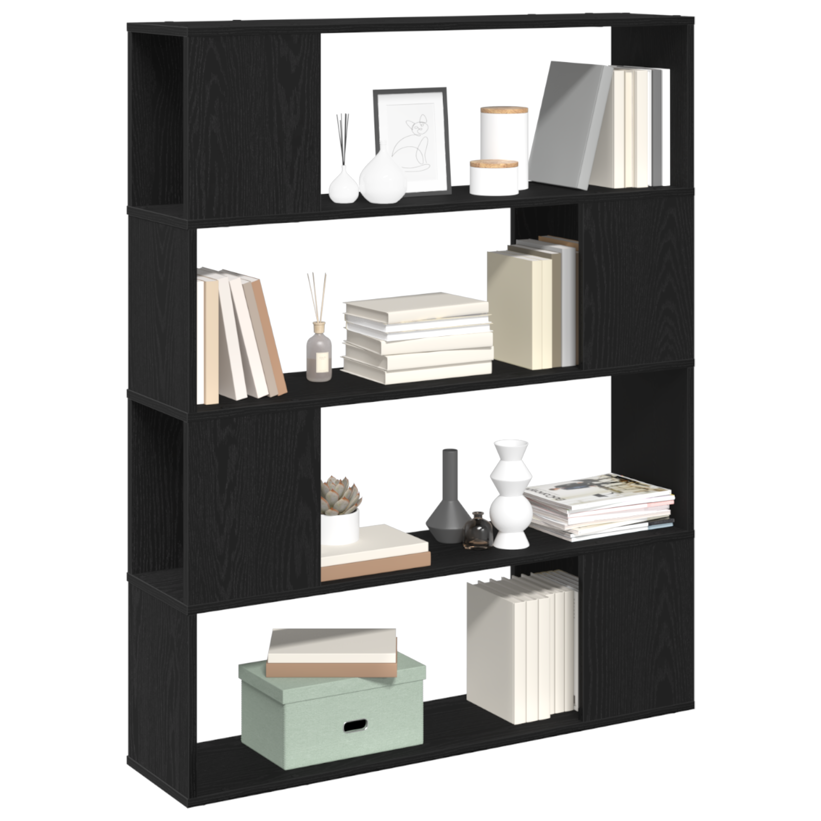 vidaXL Boekenkast 100x24x124 cm bewerkt hout zwart eikenkleurig