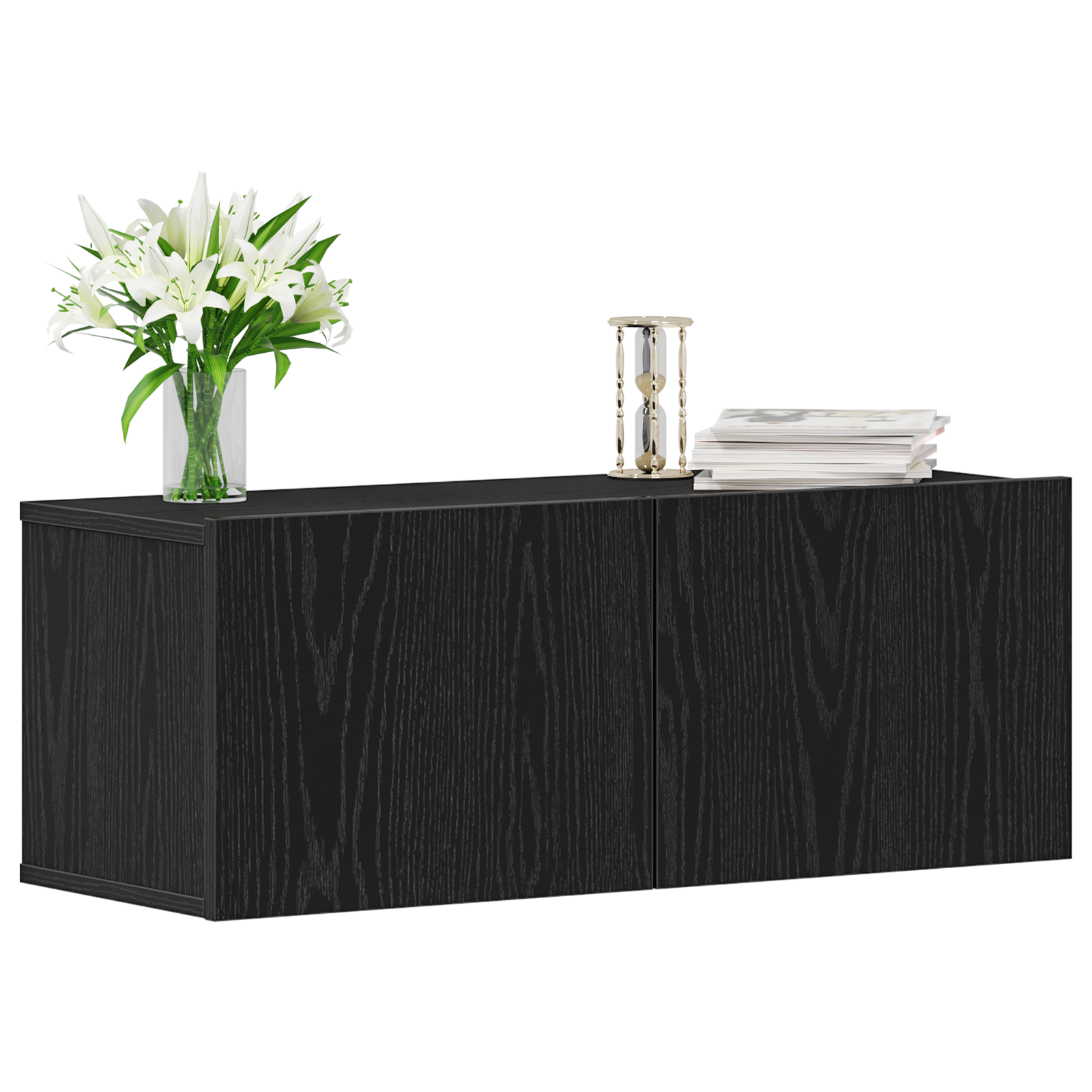 vidaXL TV Wandkasten (Set van 2) - Zwart eiken, 80x30x30 cm, Gemaakt van bewerkt hout