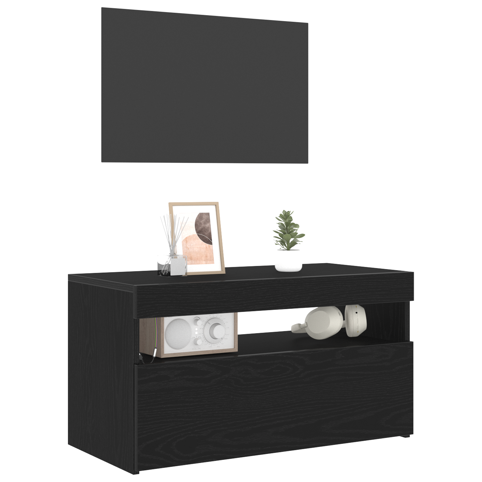 vidaXL TV Cabinets met LED Lights 2 stuks Zwart Eiken 75x35x40 cm Geengineerd Hout