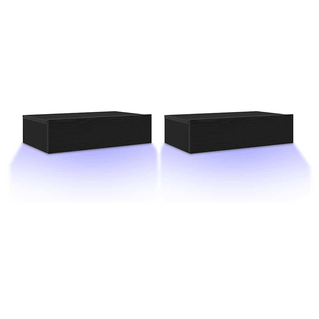 vidaXL Tv-meubels met LED-verlichting 2 st 60x35x15,5 cm zwart eikenkleurig