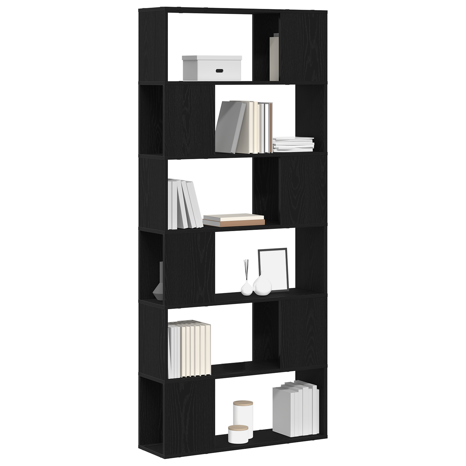 vidaXL Boekenplank 80x24x186 cm bewerkt hout zwart eikenkleurig