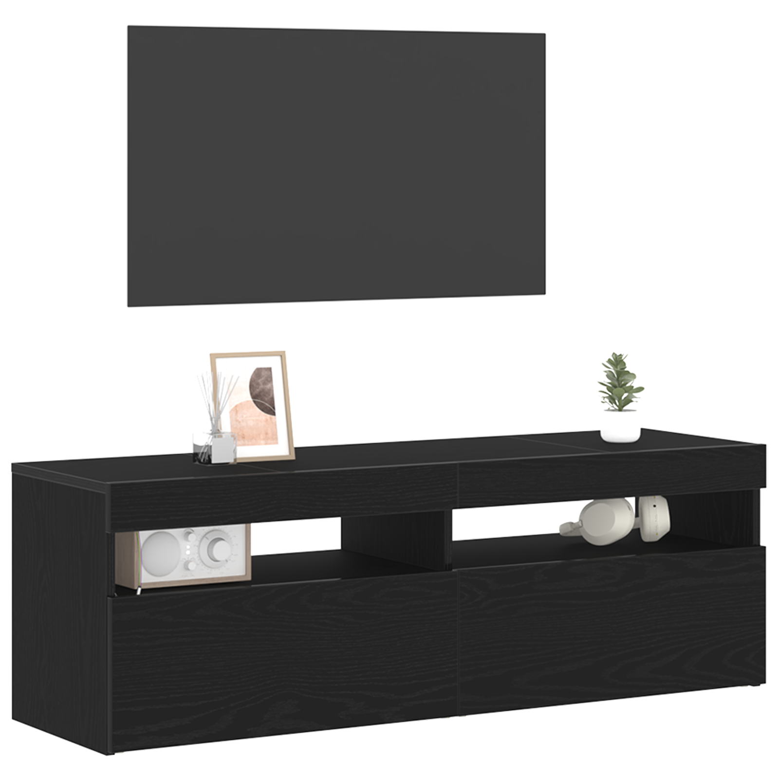 vidaXL Tv-meubel met LED 120x35x40 cm bewerkt hout zwart eikenkleurig
