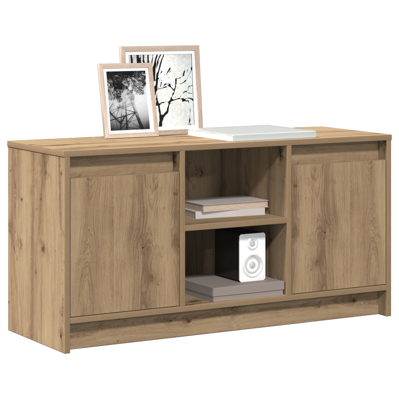 vidaXL TV-kast met LED-verlichting in Artisan Eiken, 100x34x50 cm, gemaakt van gemanipuleerd hout.