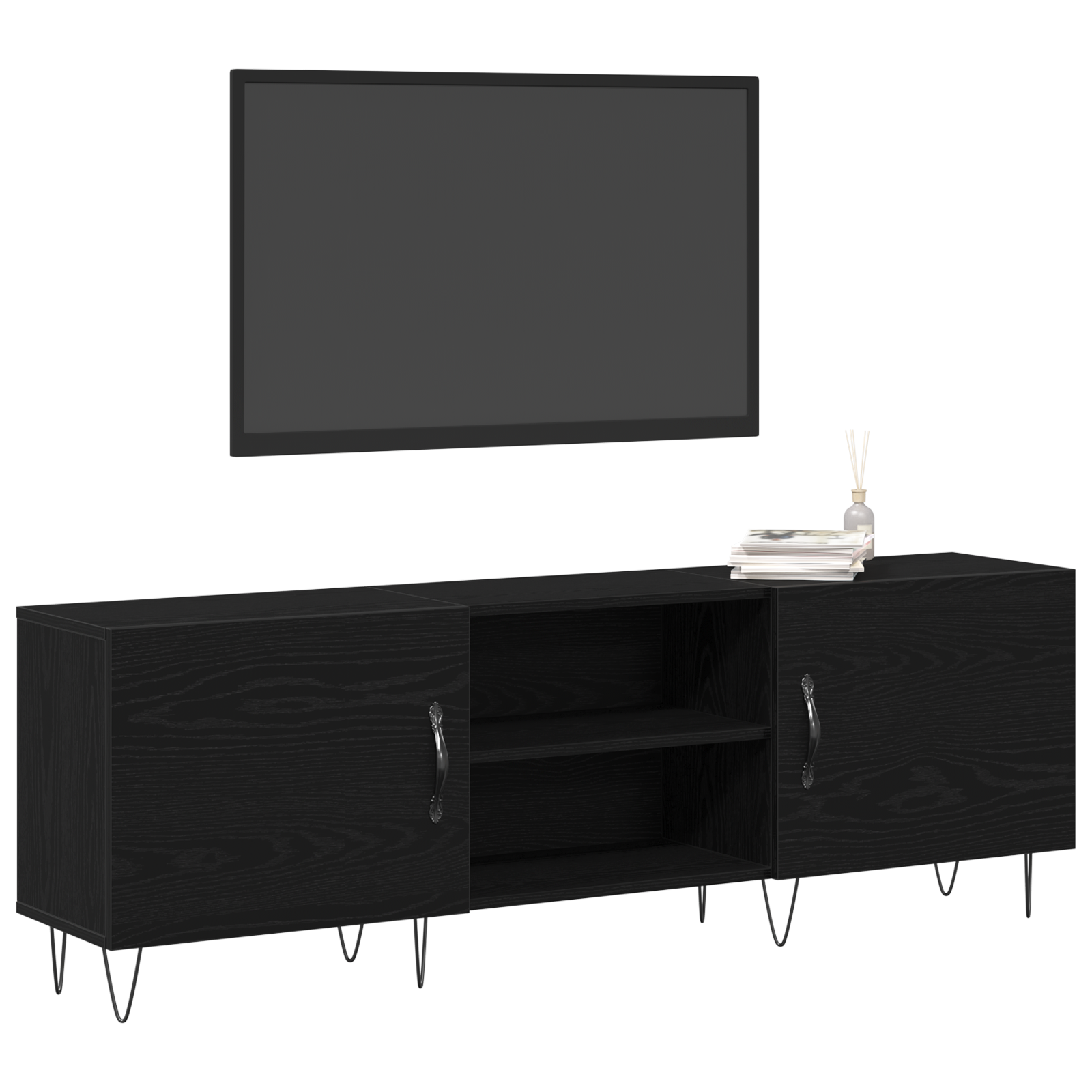 vidaXL Tv-meubel 150x30x50 cm bewerkt hout zwart eikenkleurig