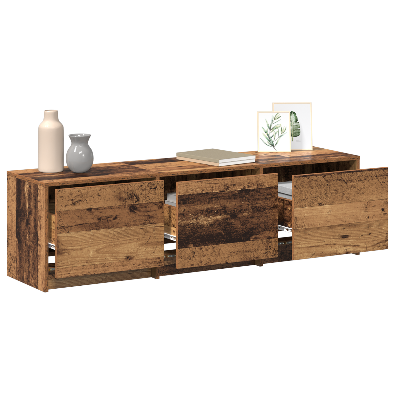 vidaXL TV Kast met LED Oude Hout 140x34x40 cm Geengineerd Hout
