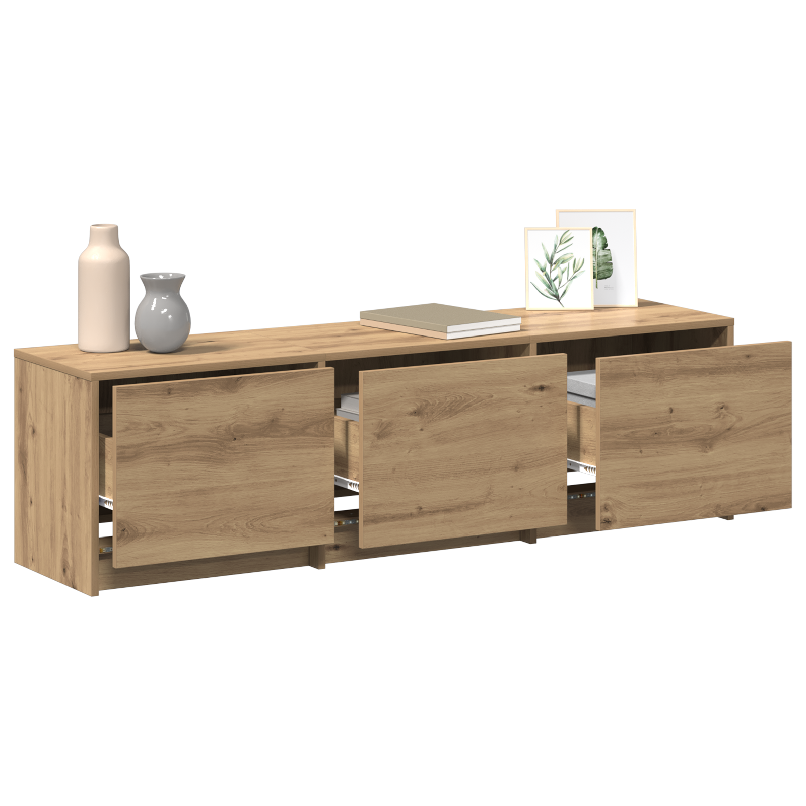 vidaXL TV-kast met LED Bewerkt Eiken 140x34x40 cm Bewerkt Hout