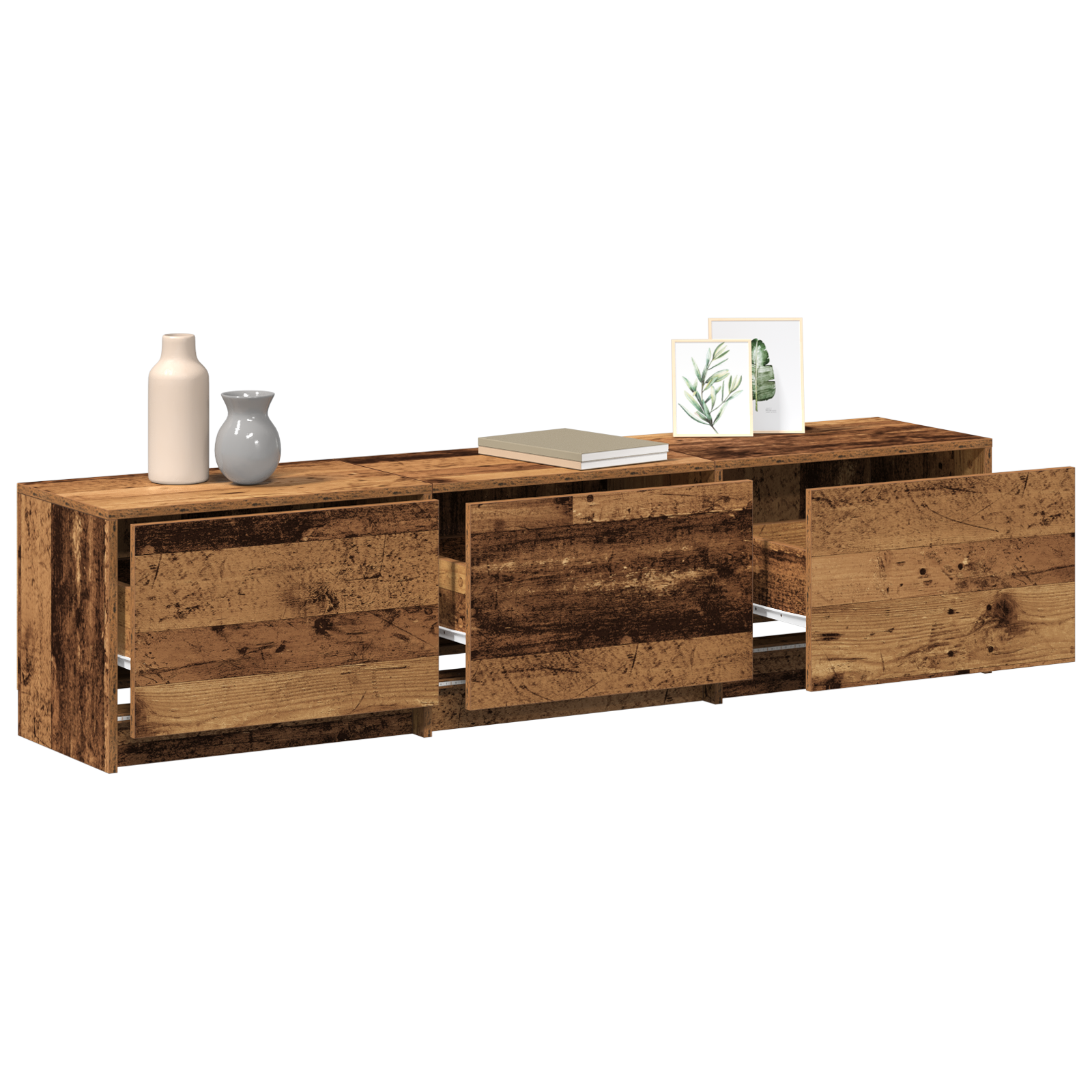 vidaXL TV Meubel met LED Oud Hout 162.5x34x40 cm Geengineerd Hout