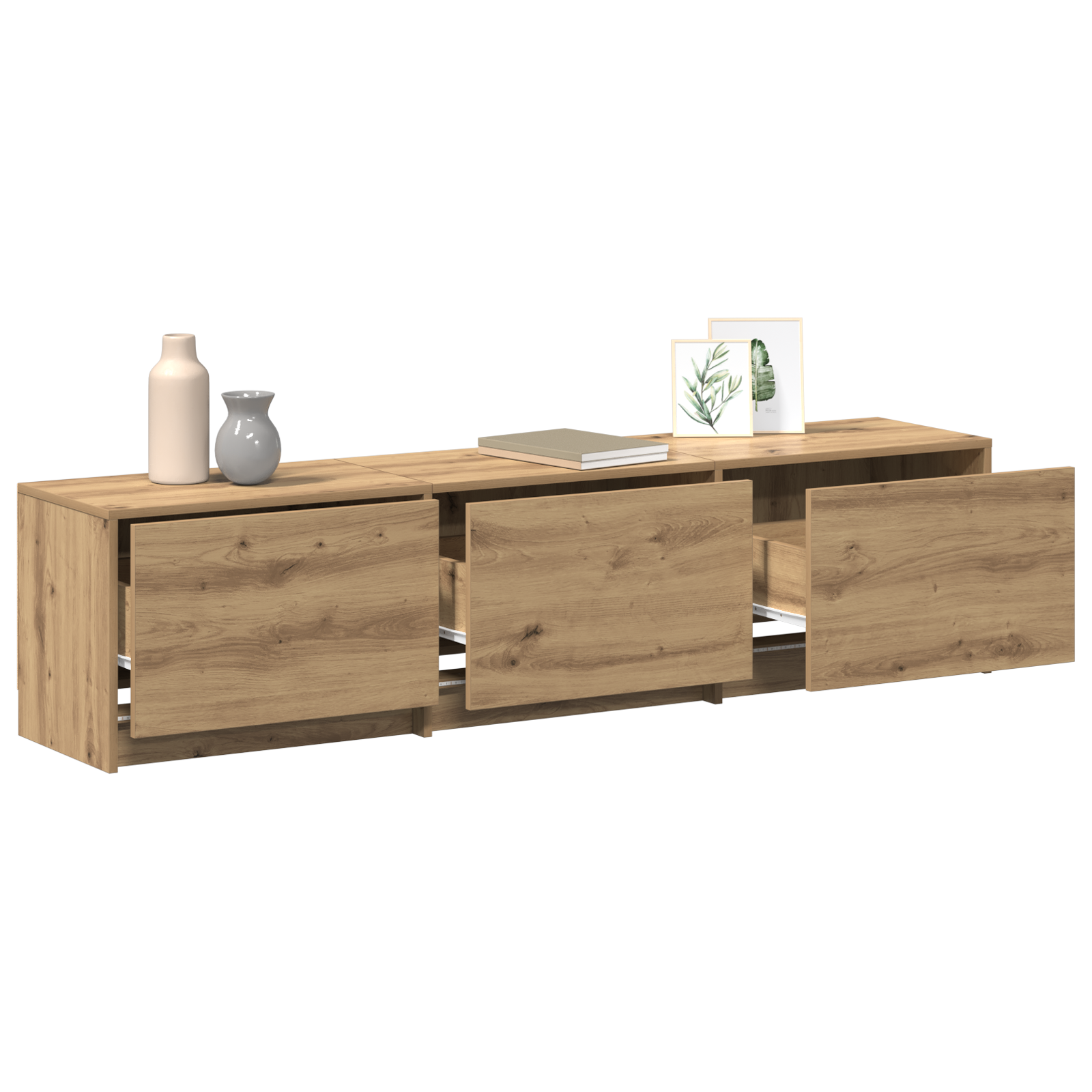 vidaXL TV-meubel met LED Artisan Eiken 165x34x40 cm Engineerend Hout