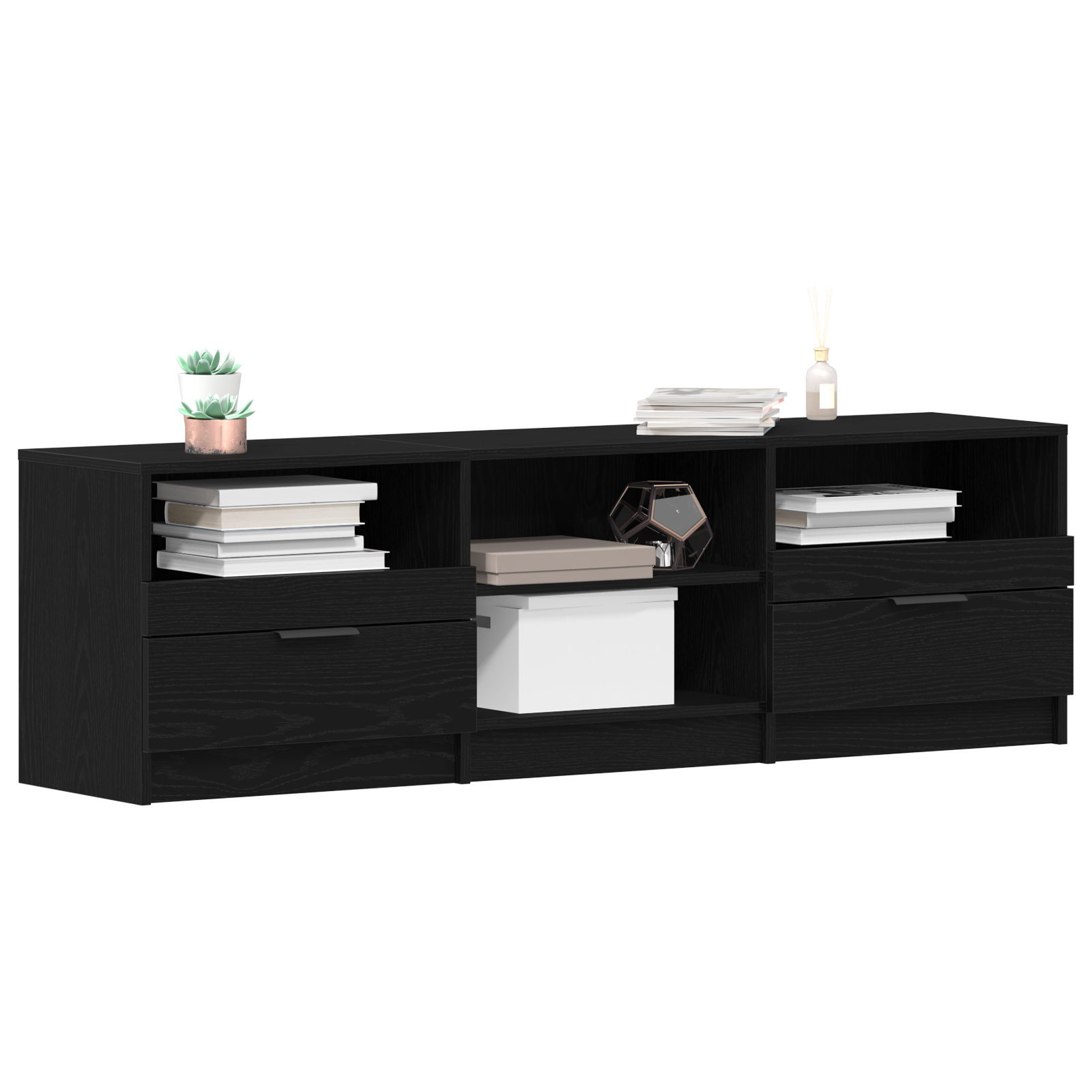 vidaXL Tv-meubel 150x33,5x45 cm bewerkt hout zwart eikenkleurig