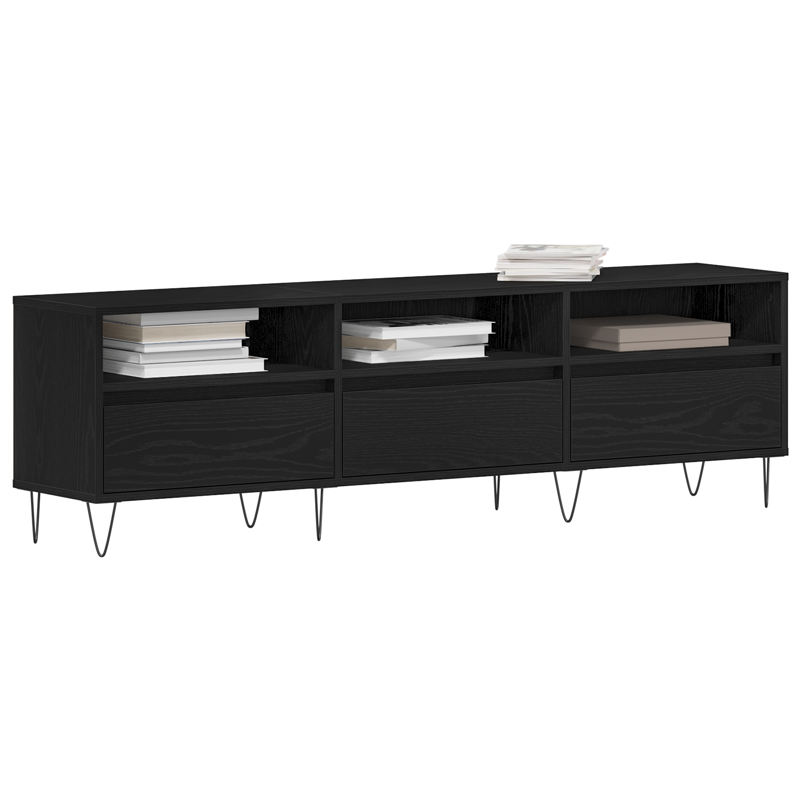 vidaXL TV-meubel 150x30x44,5 cm bewerkt hout zwart eikenkleurig