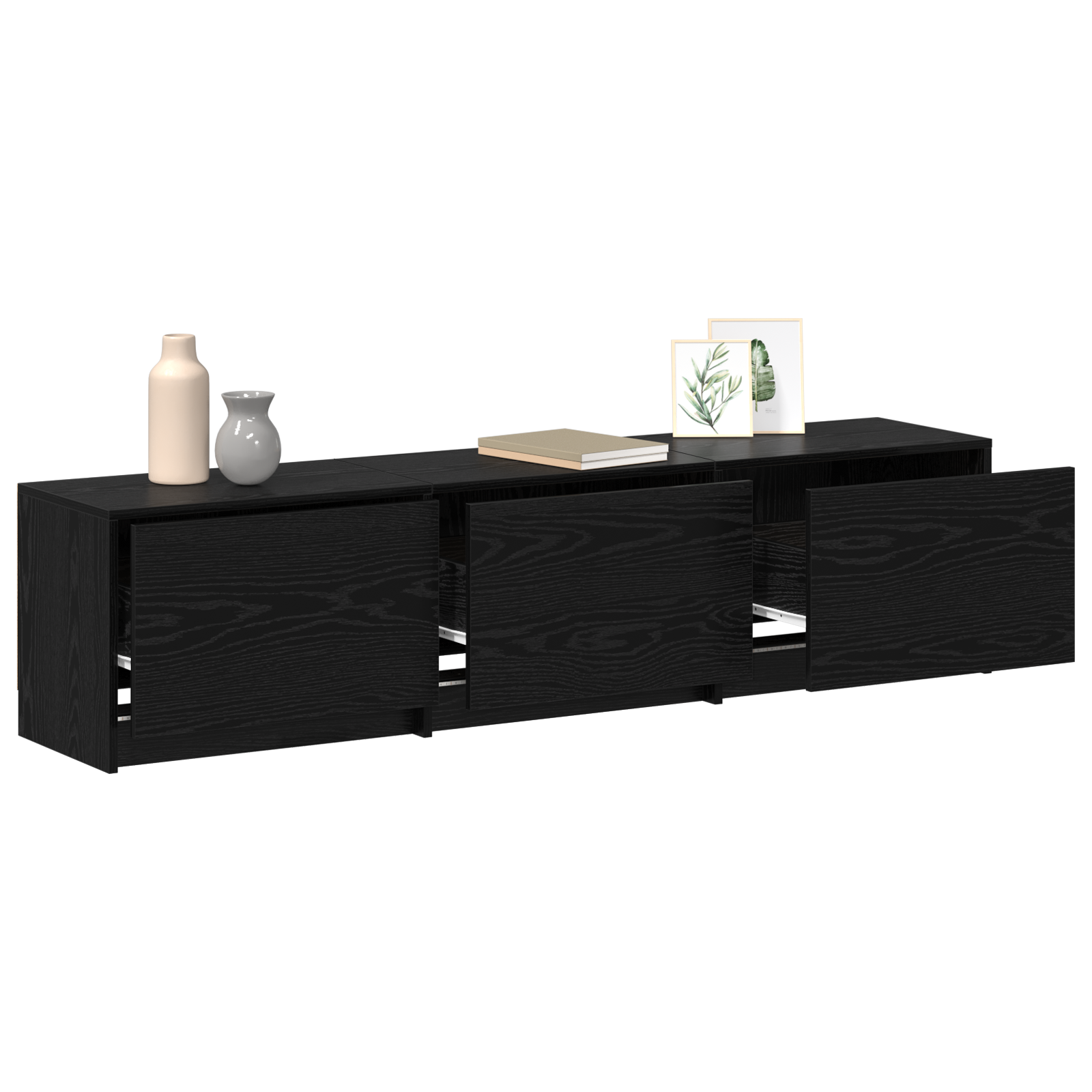 vidaXL TV-kast met LED Zwart Eiken 162,5x34x40 cm Bewerkt hout