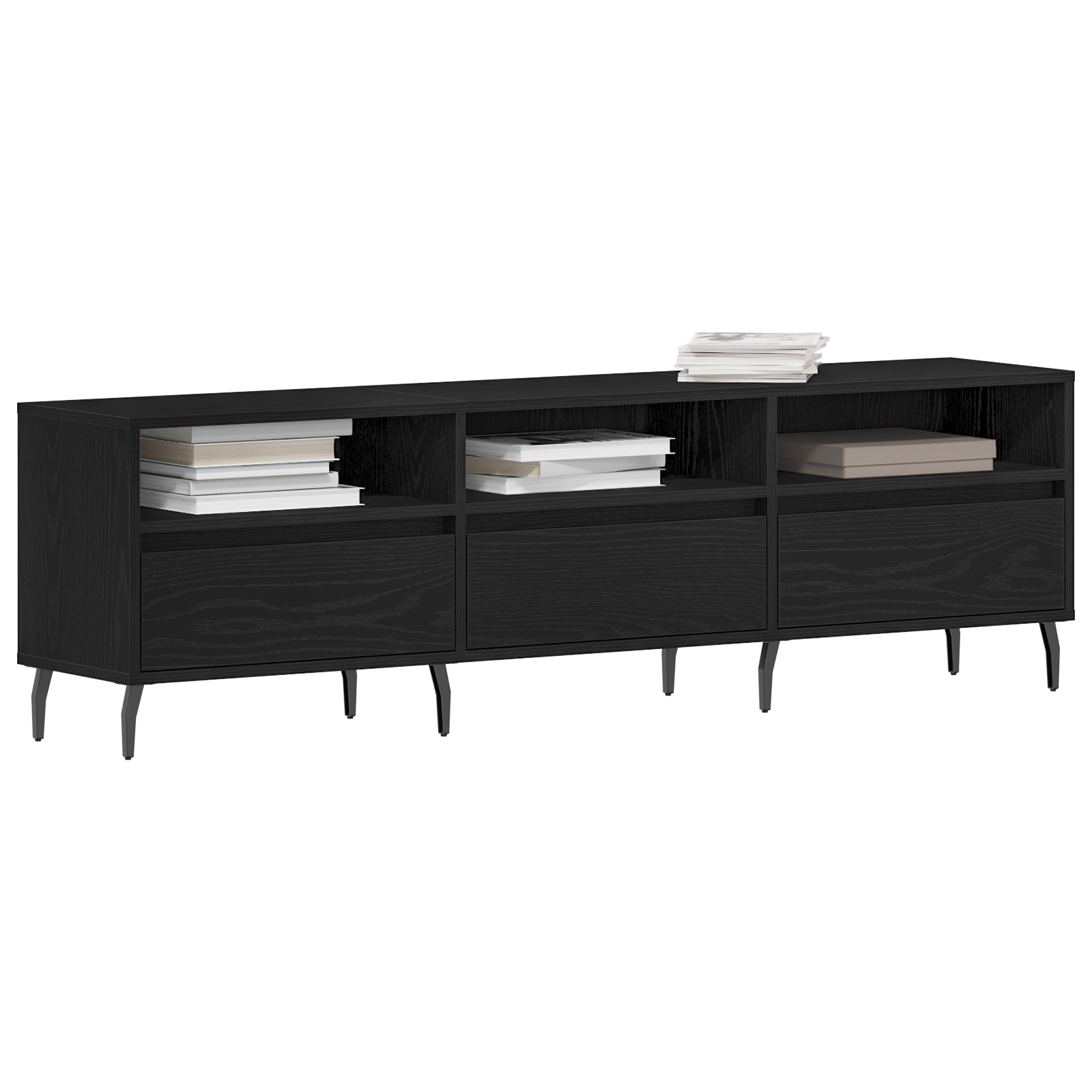 vidaXL Tv-meubel 150x30x44,5 cm bewerkt hout zwart eikenkleurig