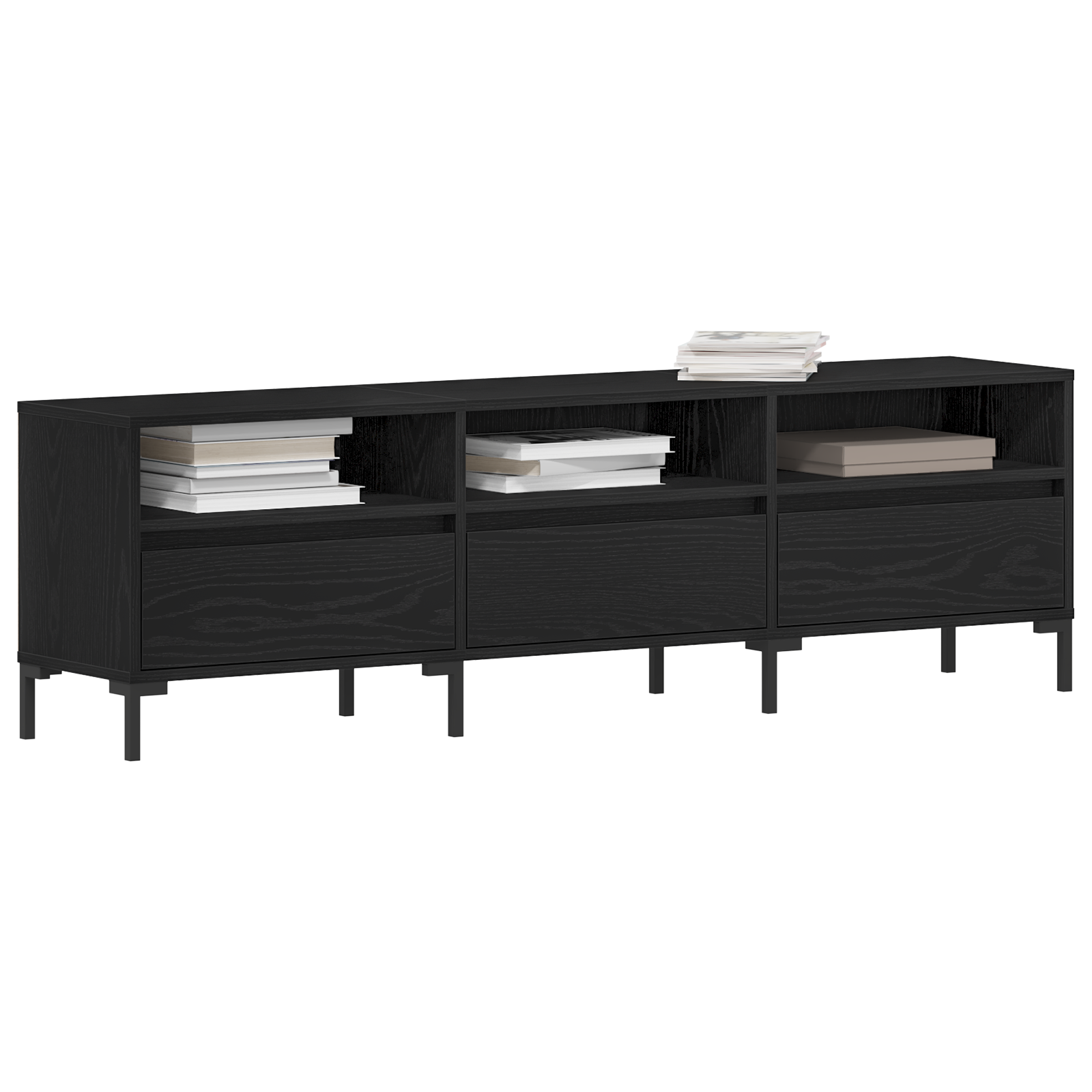 vidaXL Tv-meubel 150x30x44,5 cm bewerkt hout zwart eikenkleurig