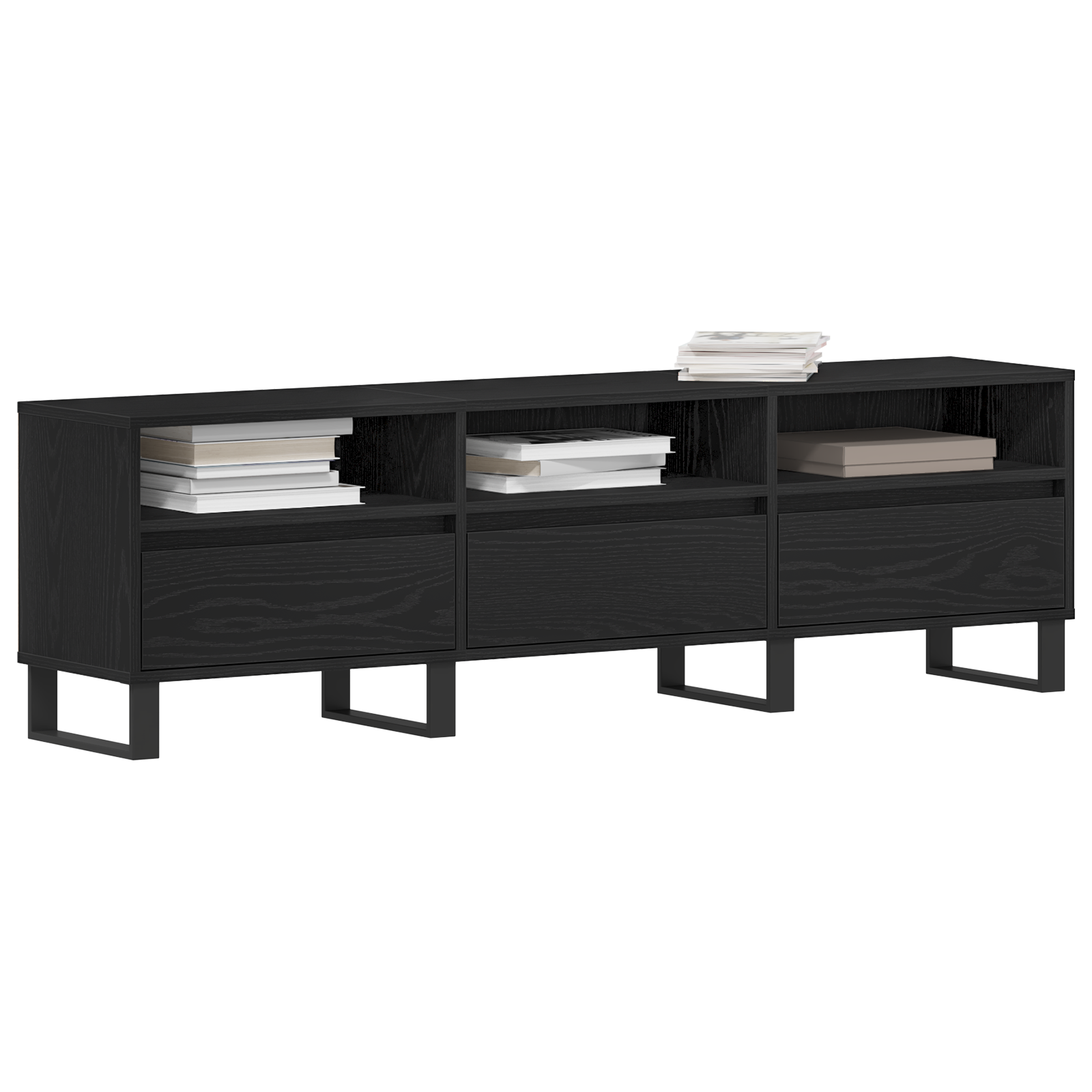 vidaXL Tv-meubel 150x30x44,5 cm bewerkt hout zwart eikenkleurig