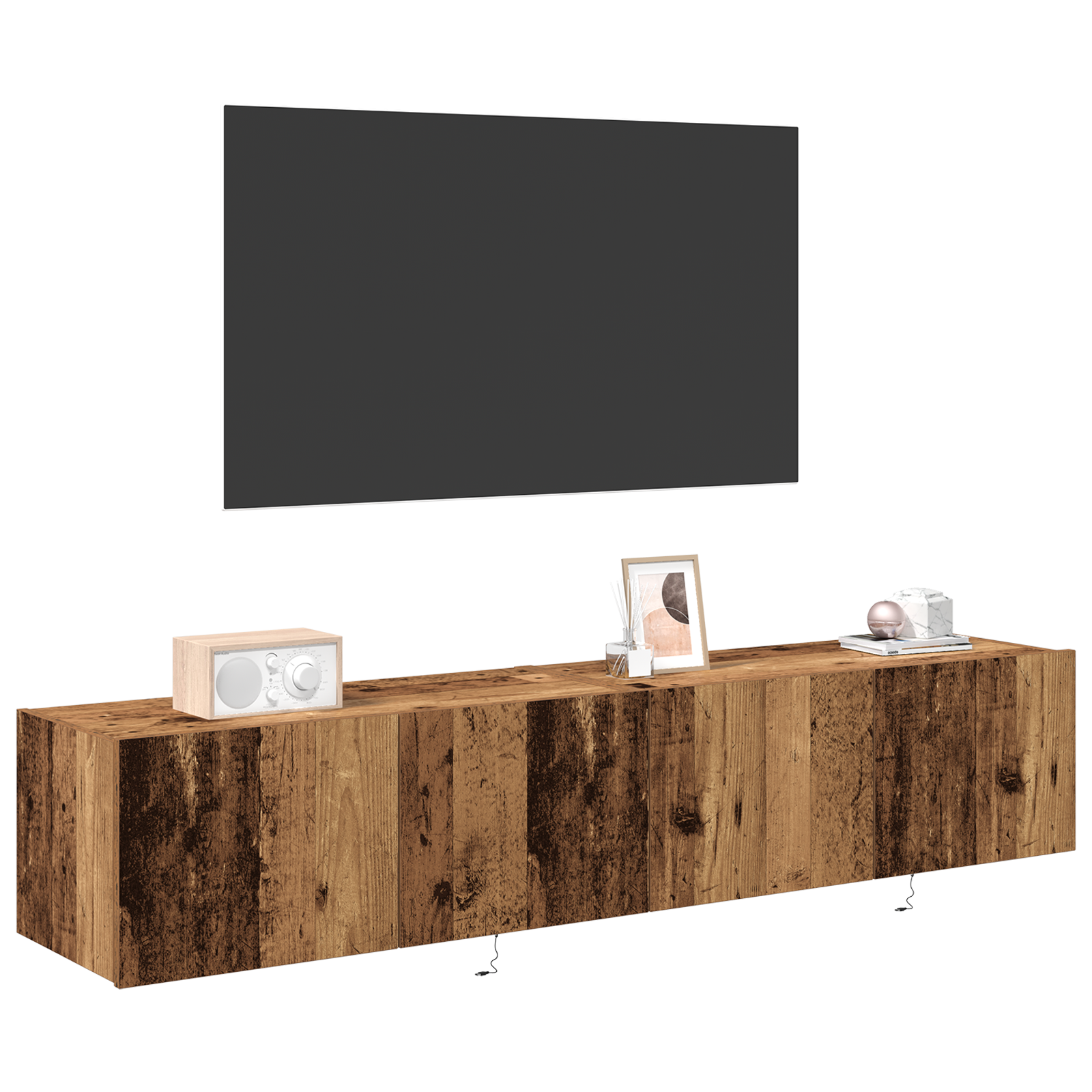 vidaXL Tv-wandmeubels 2 st met LED 80x35x31 cm oud houtkleurig