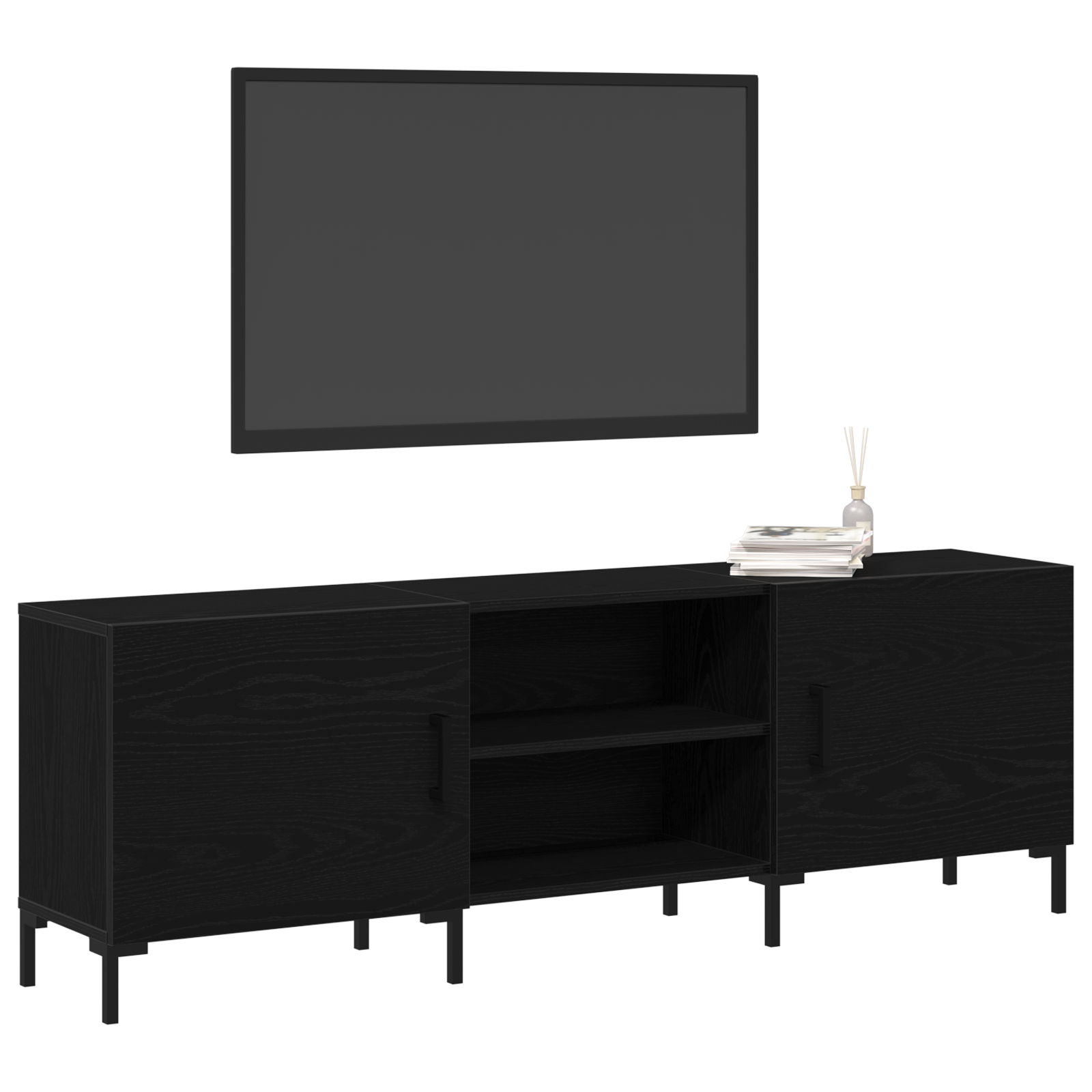 vidaXL Tv-meubel 150x30x50 cm bewerkt hout zwart eikenkleurig