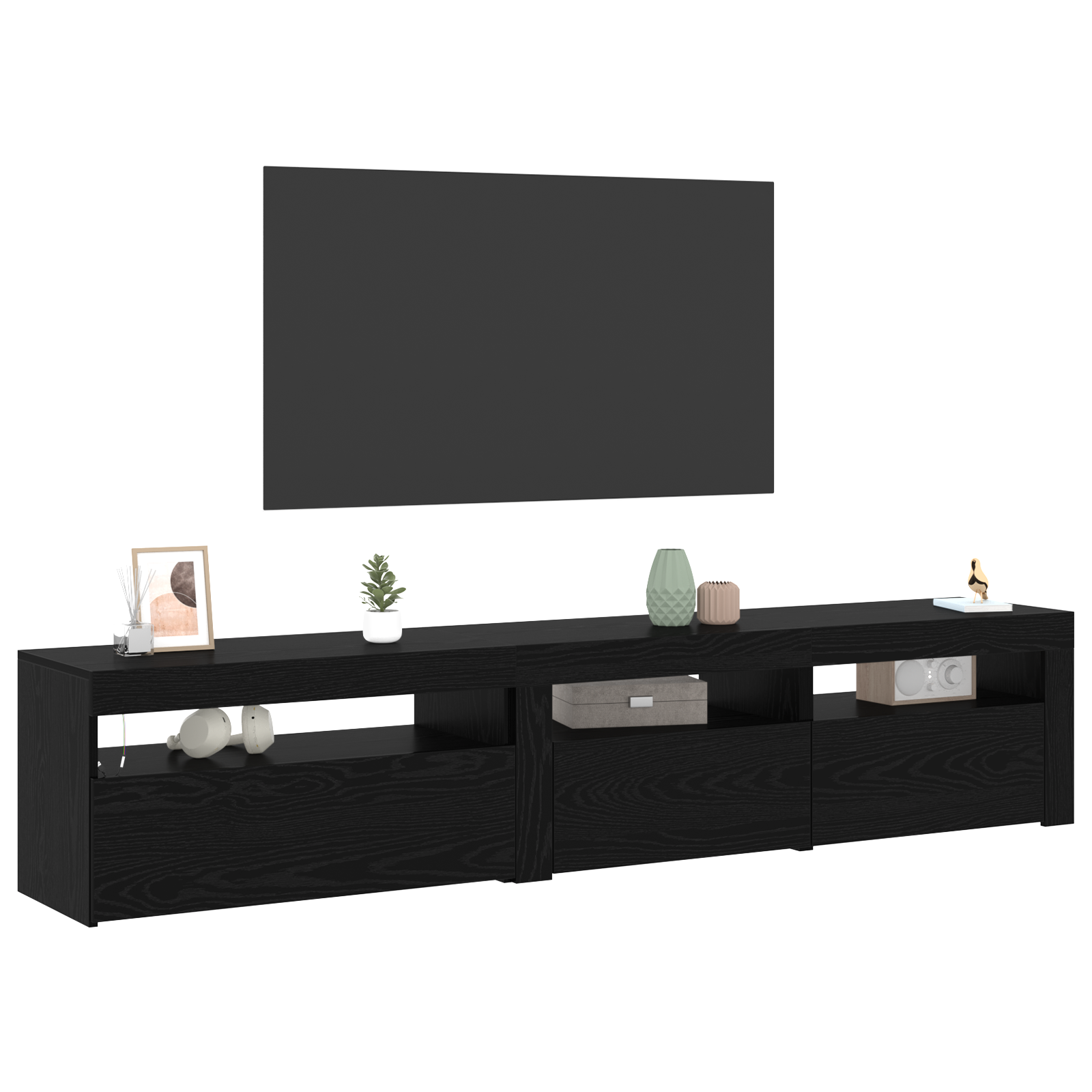vidaXL Tv-meubels 2 st met LED bewerkt hout zwart eikenkleurig