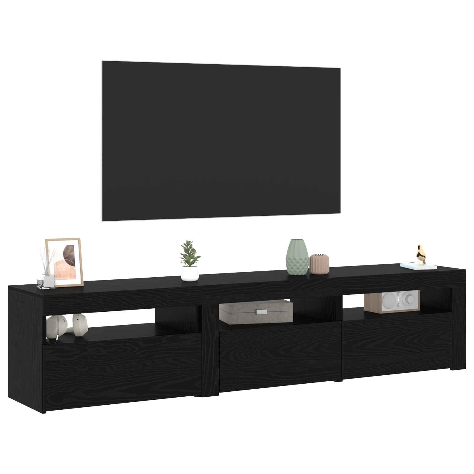 vidaXL Tv-meubels 2 st met LED bewerkt hout zwart eikenkleurig