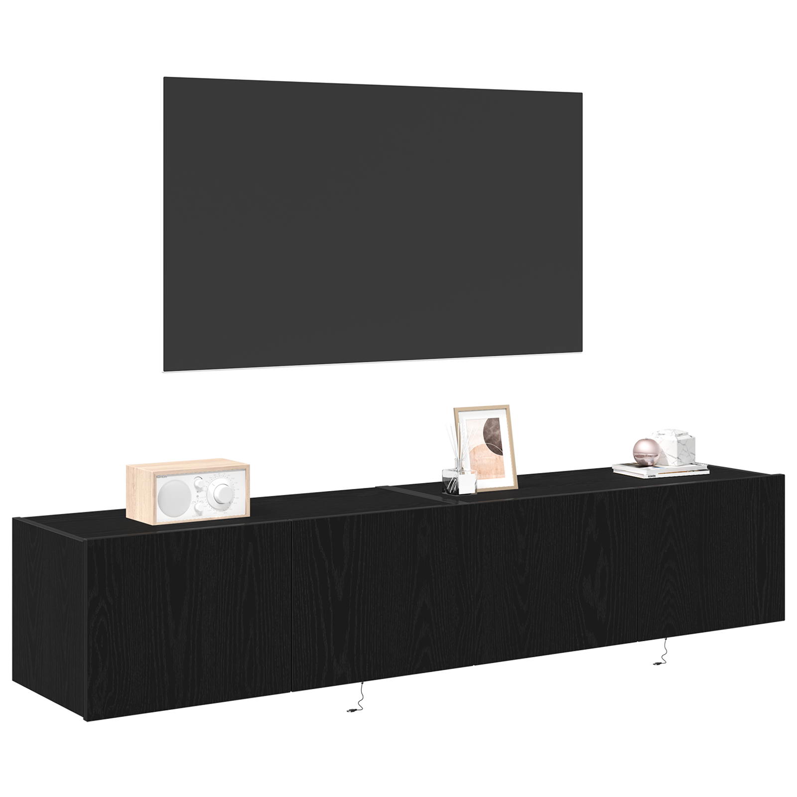 vidaXL Tv-wandmeubels 2 st met LED 80x35x31 cm zwart eikenkleurig