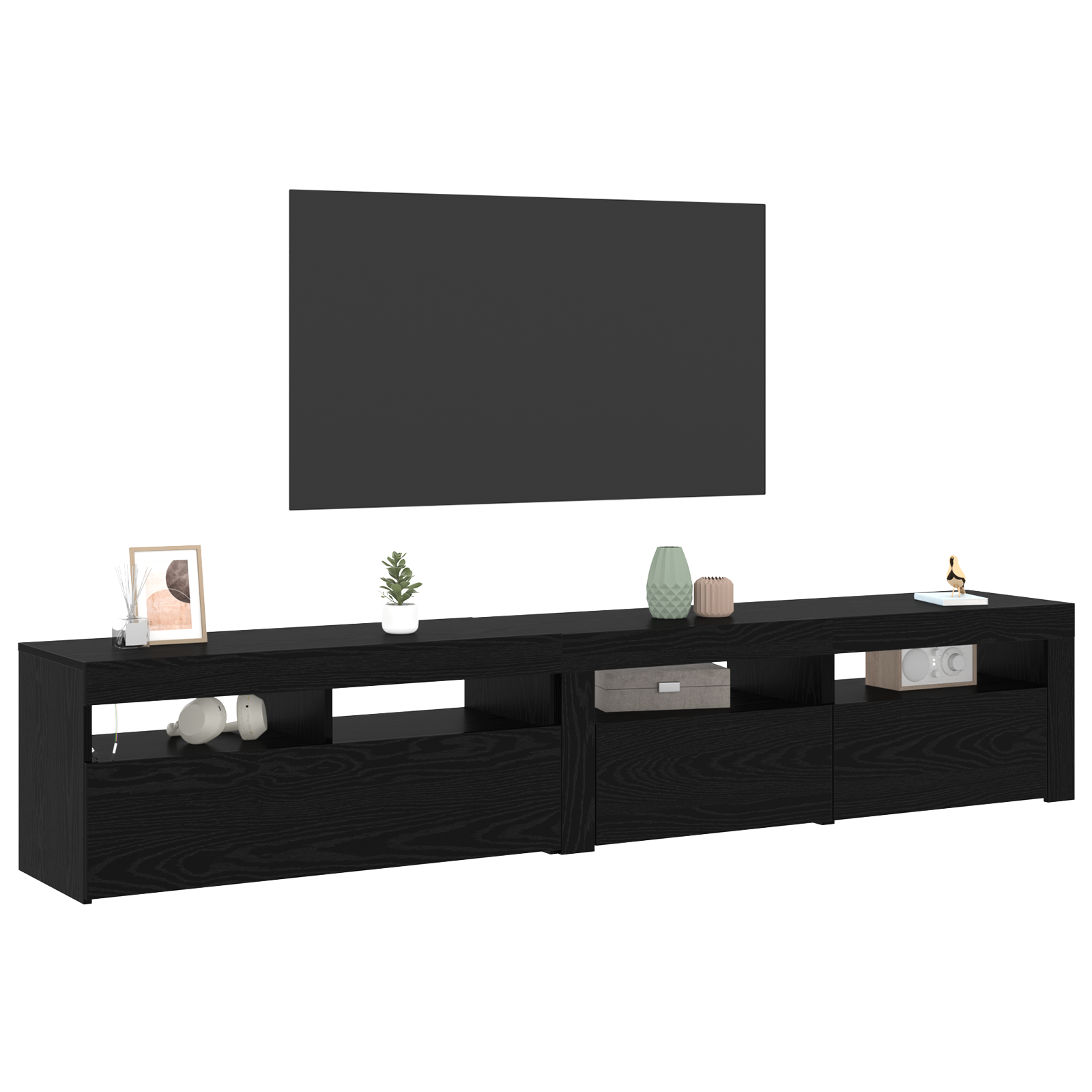 vidaXL Tv-meubels 2 st met LED bewerkt hout zwart eikenkleurig