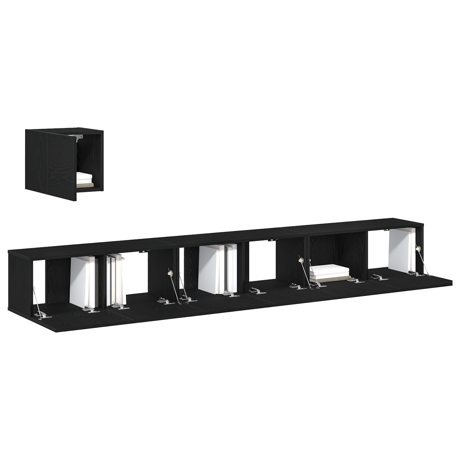 vidaXL 4-delige TV-meubelset in zwart eiken, spaanplaat.