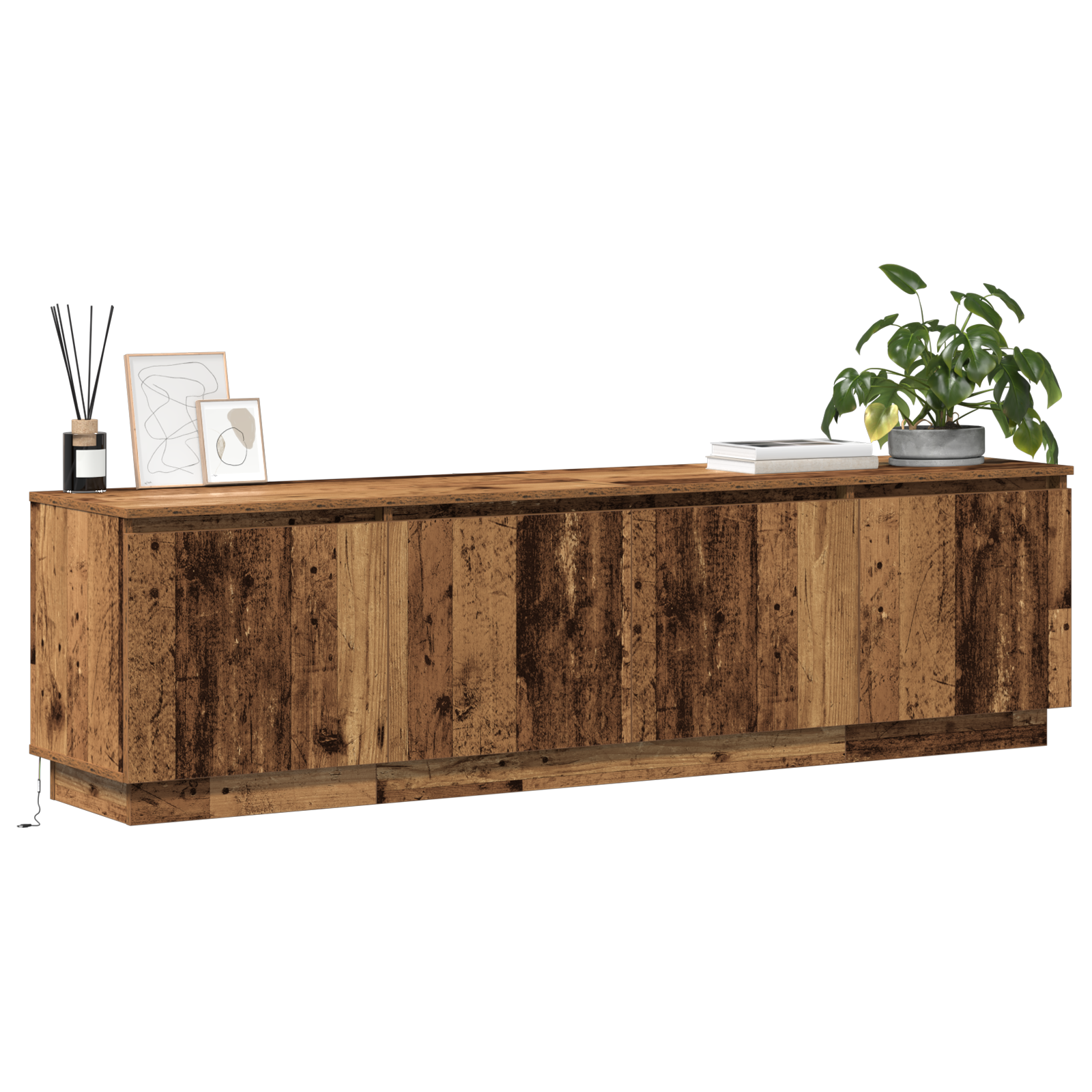 vidaXL TV-kast met LED in Oud Hout 180x38x49 cm Gelaagd hout
