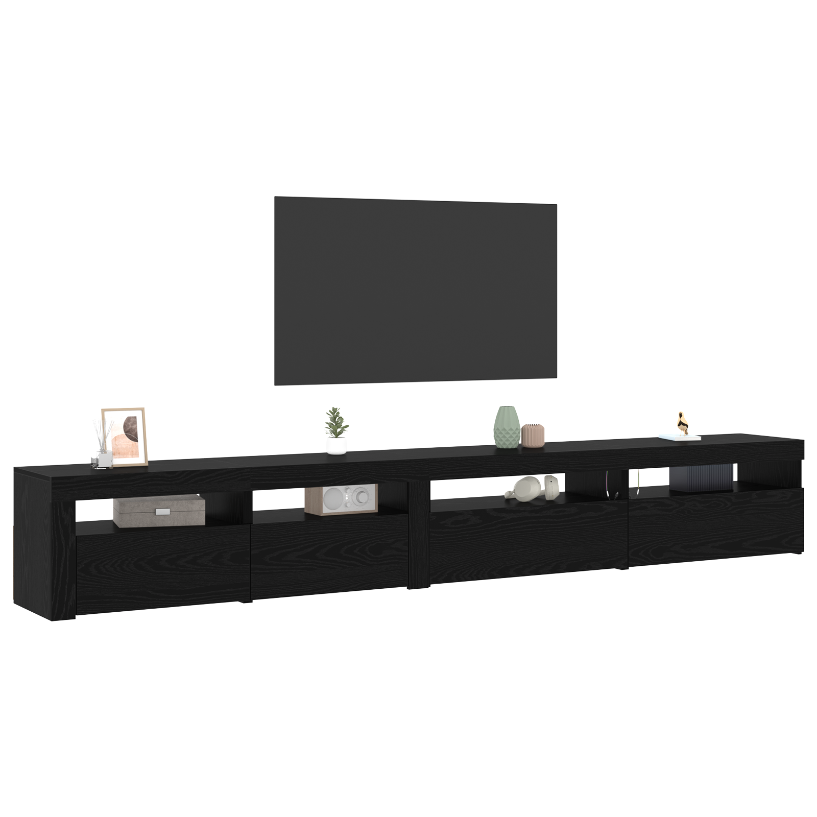 vidaXL 3-delige TV Meubel Set met LED Verlichting Zwart Eiken Gefabriceerd Hout