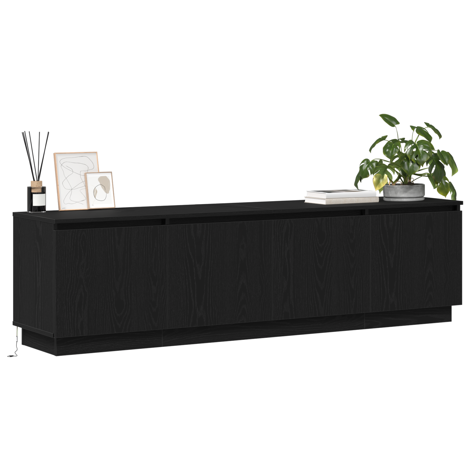 vidaXL Tv-meubel met LED 180x38x49 cm bewerkt hout zwart eikenkleurig