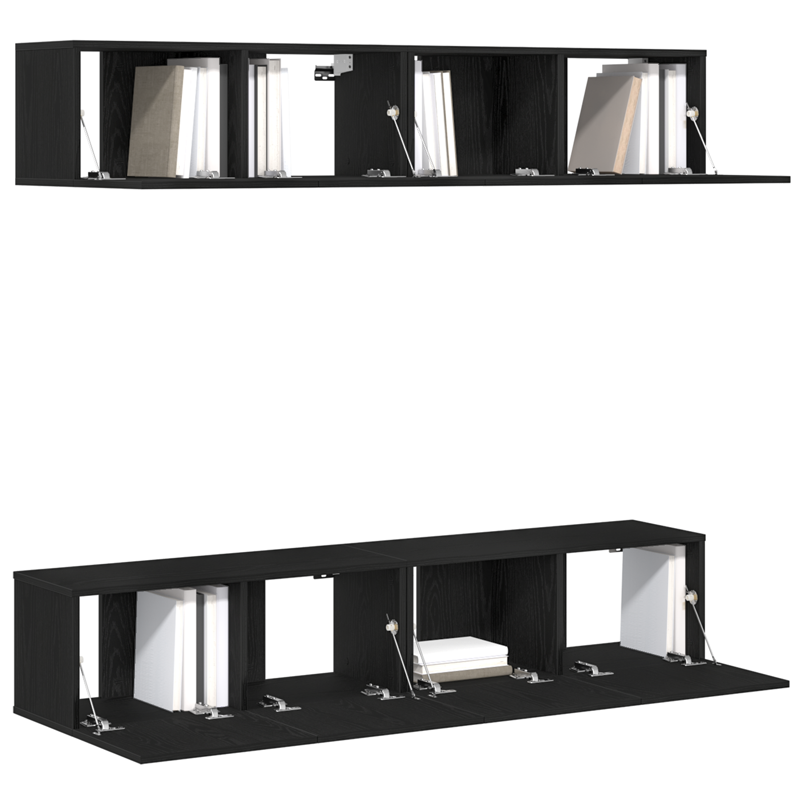 vidaXL 4-Delige Muur-Gemonteerde TV-Kast Set in Zwart Eiken