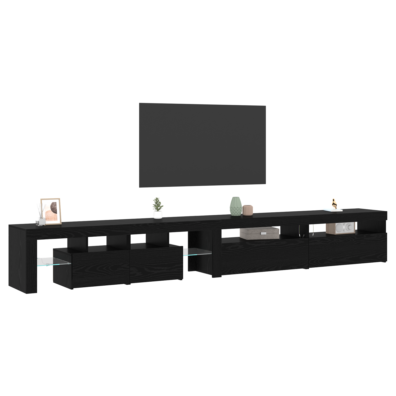vidaXL Tv-meubels 3 st met LED's bewerkt hout zwart eikenkleurig