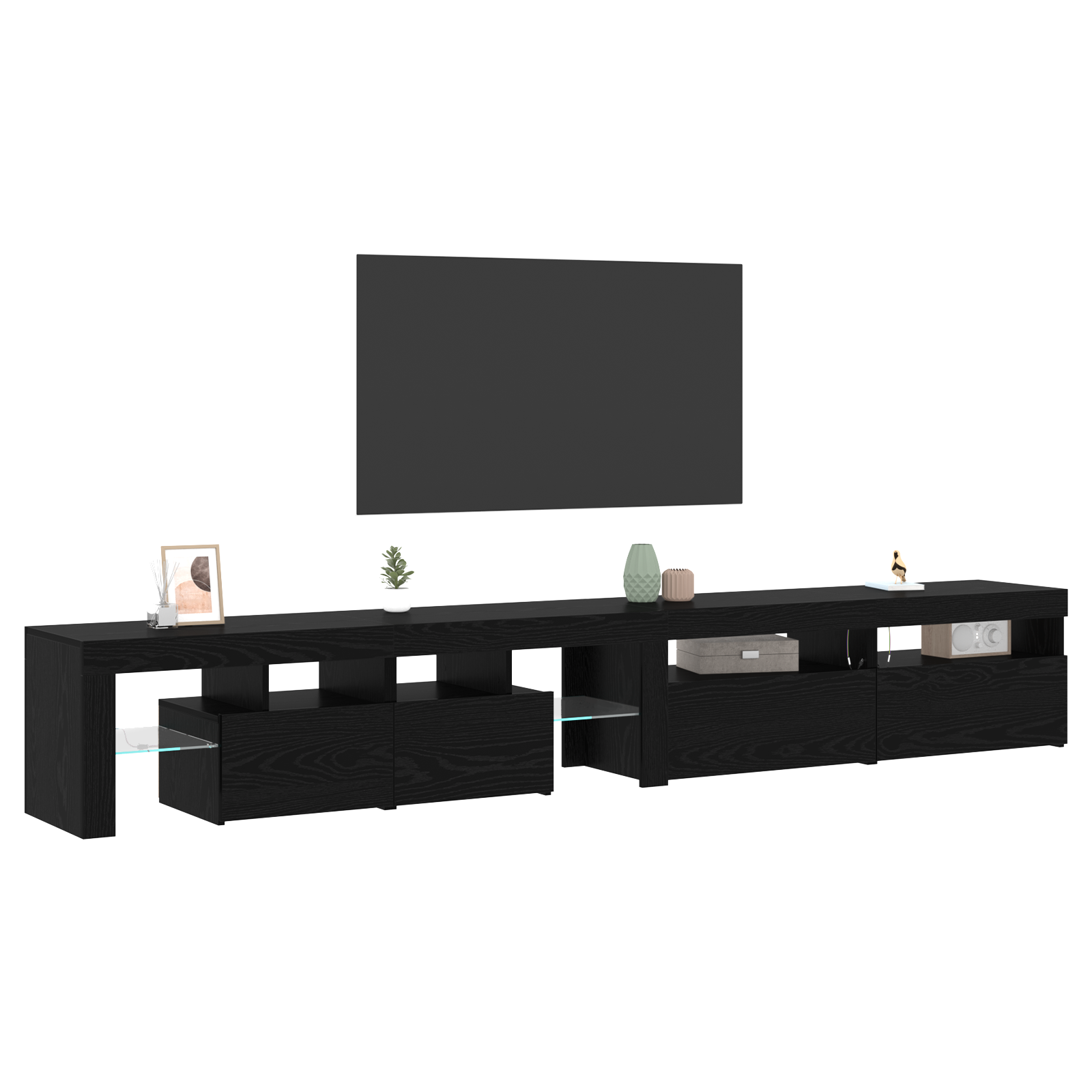 vidaXL Tv-meubels 3 st met LED's bewerkt hout zwart eikenkleurig