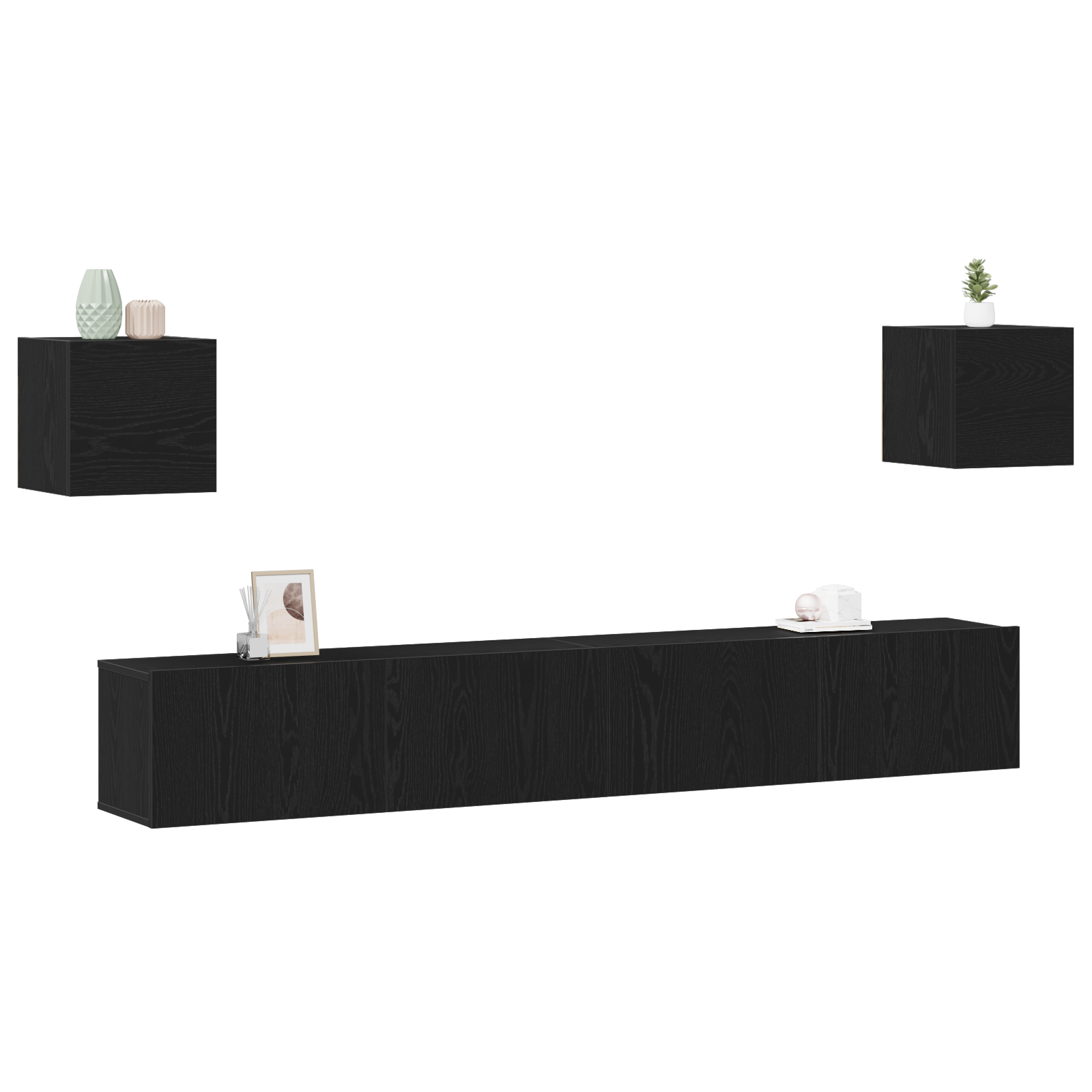 vidaXL 6-delige TV-kastenset - Muurmontage, Zwart Eiken, Geengineerd Hout