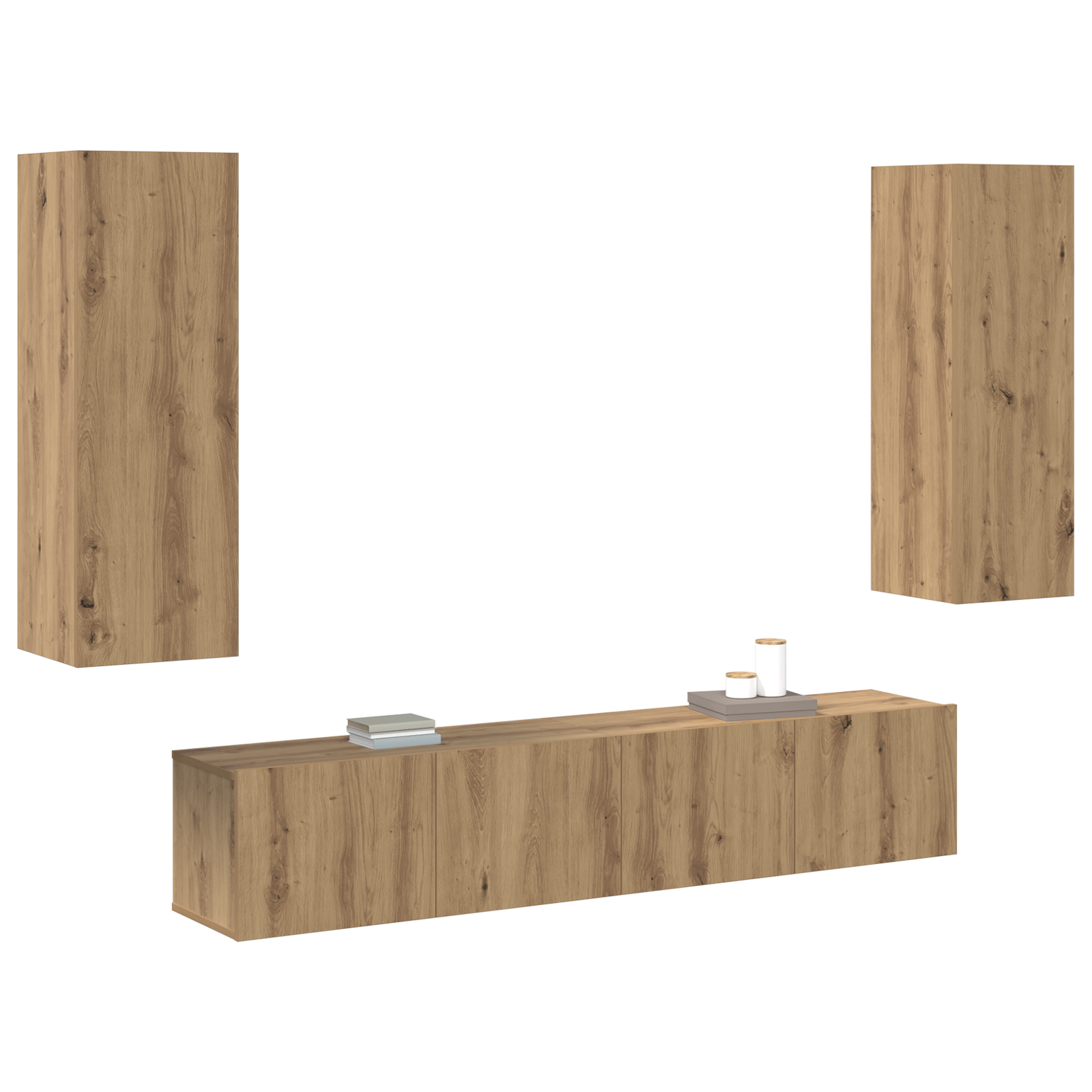 vidaXL 4-delige TV Kast Set Wandgemonteerd Artisan Eiken Bewerkt Hout