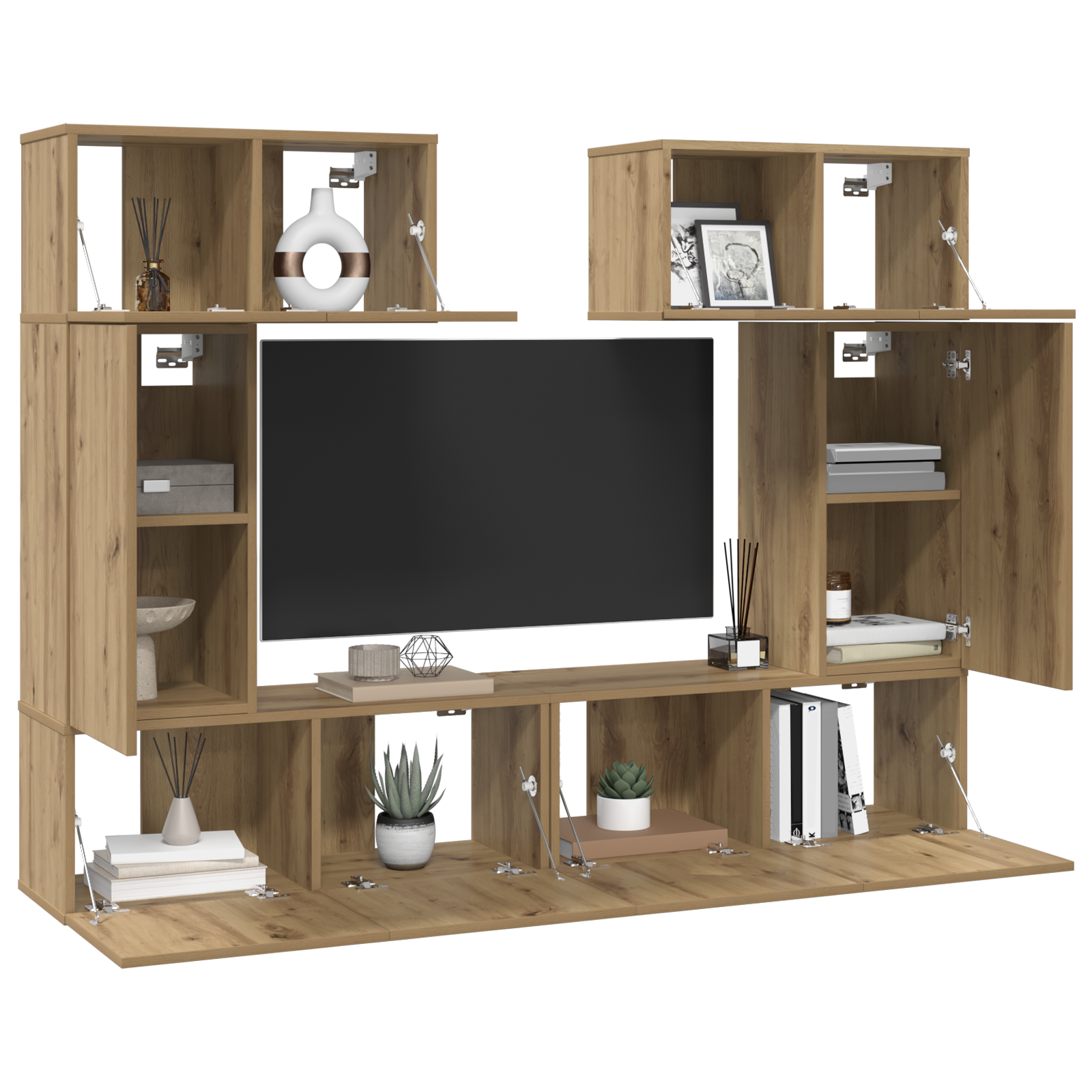 vidaXL Tv-meubelset 6 pcs artisanaal eikenkleurig 80 x 30 x 30 cm