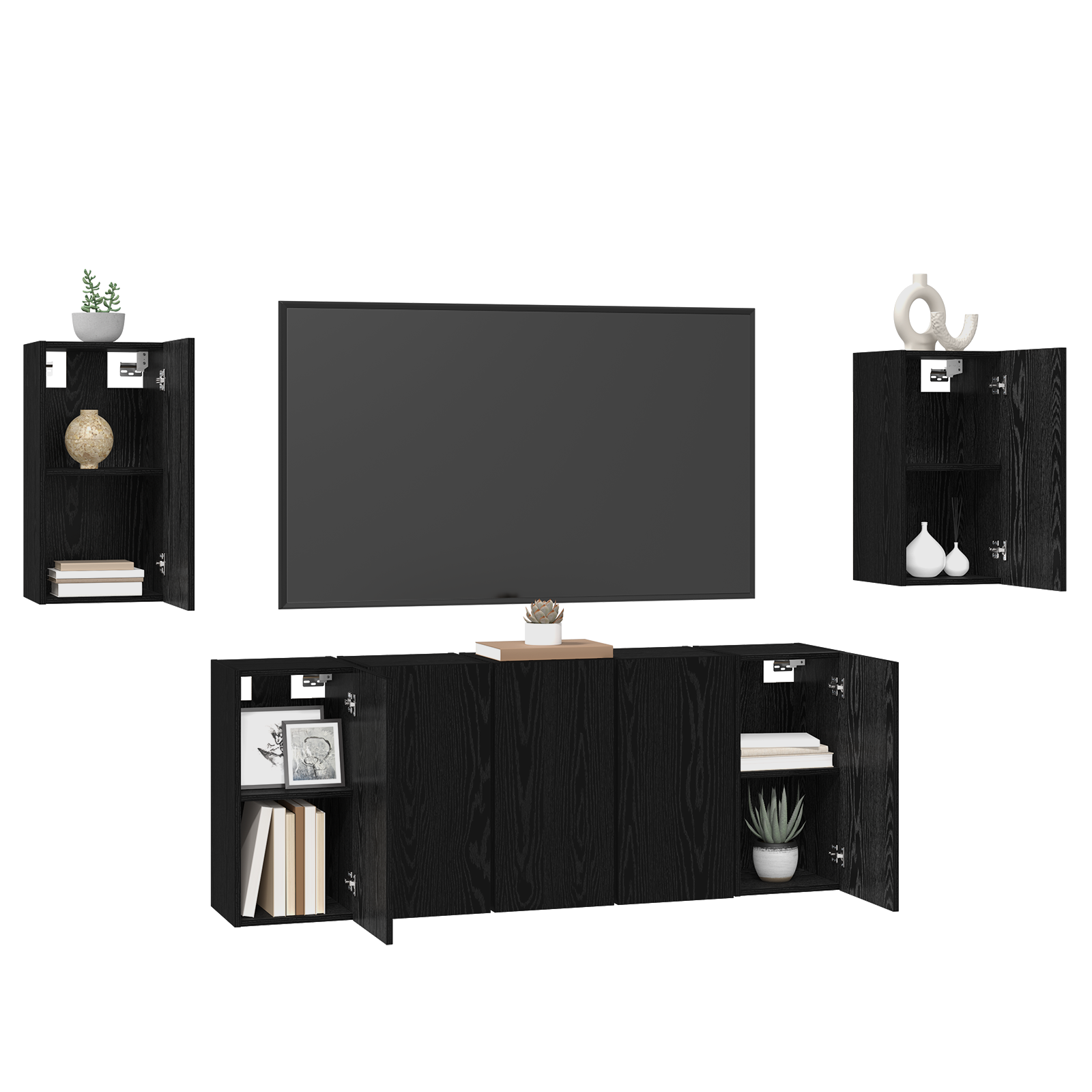 vidaXL Tv-meubelset 7 pcs Zwart eiken 30.5 x 30 x 60 cm Bewerkt hout