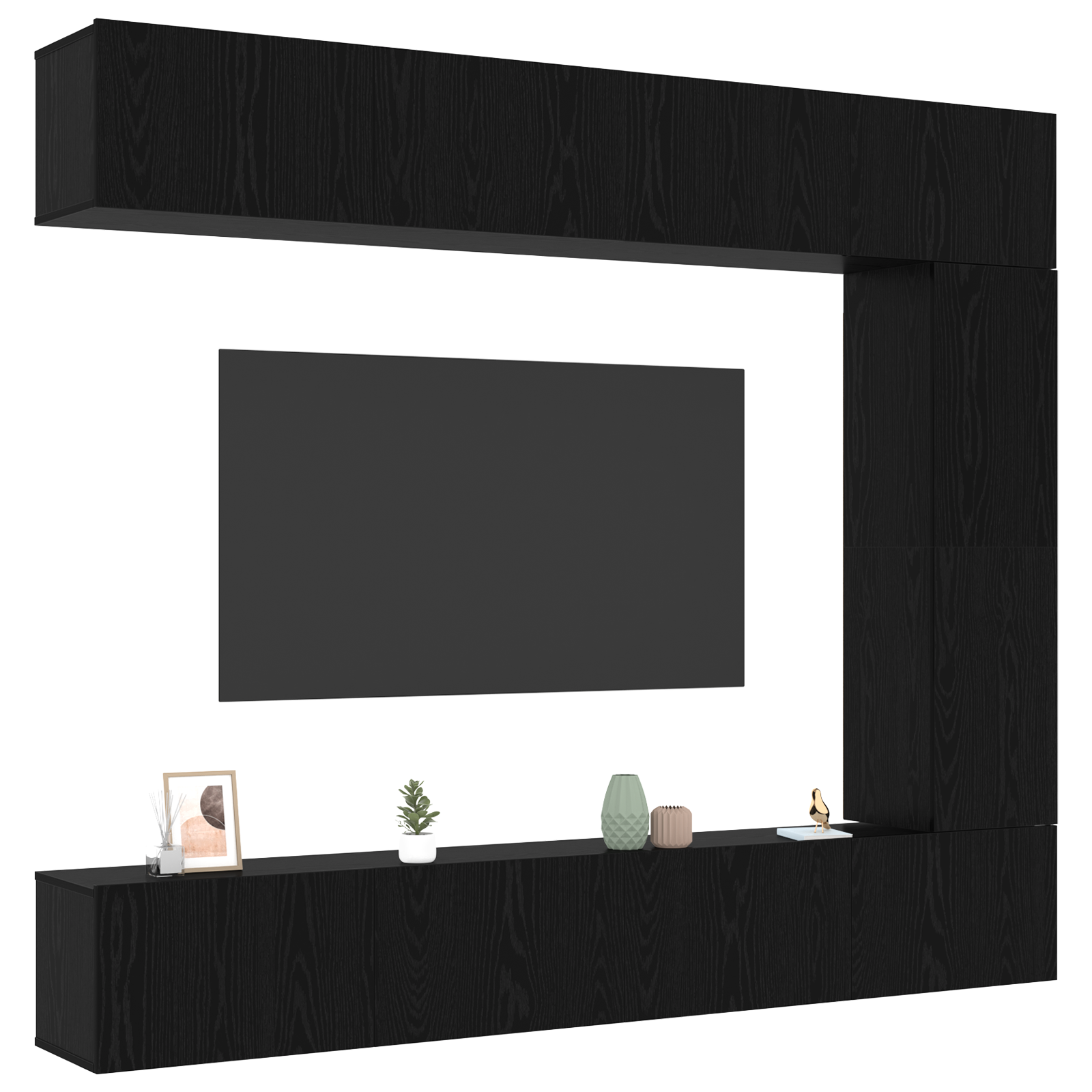 vidaXL 5-delige TV-kastset Wandmontage Zwart Eiken Bewerkt Hout
