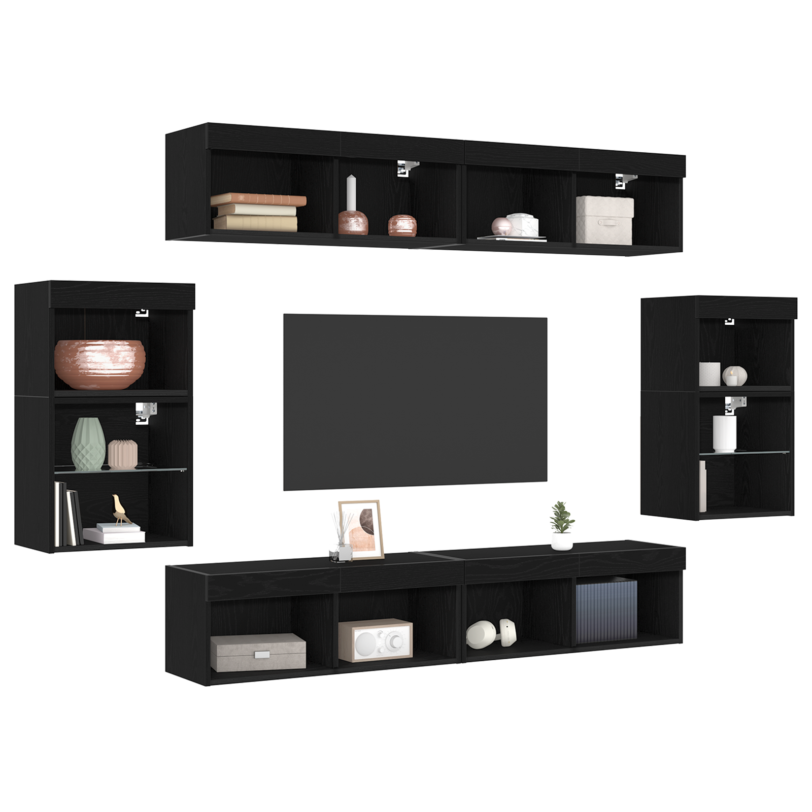 vidaXL Schappen 2 st zwevend 40x28,5x40 cm bewerkt hout zwart eiken