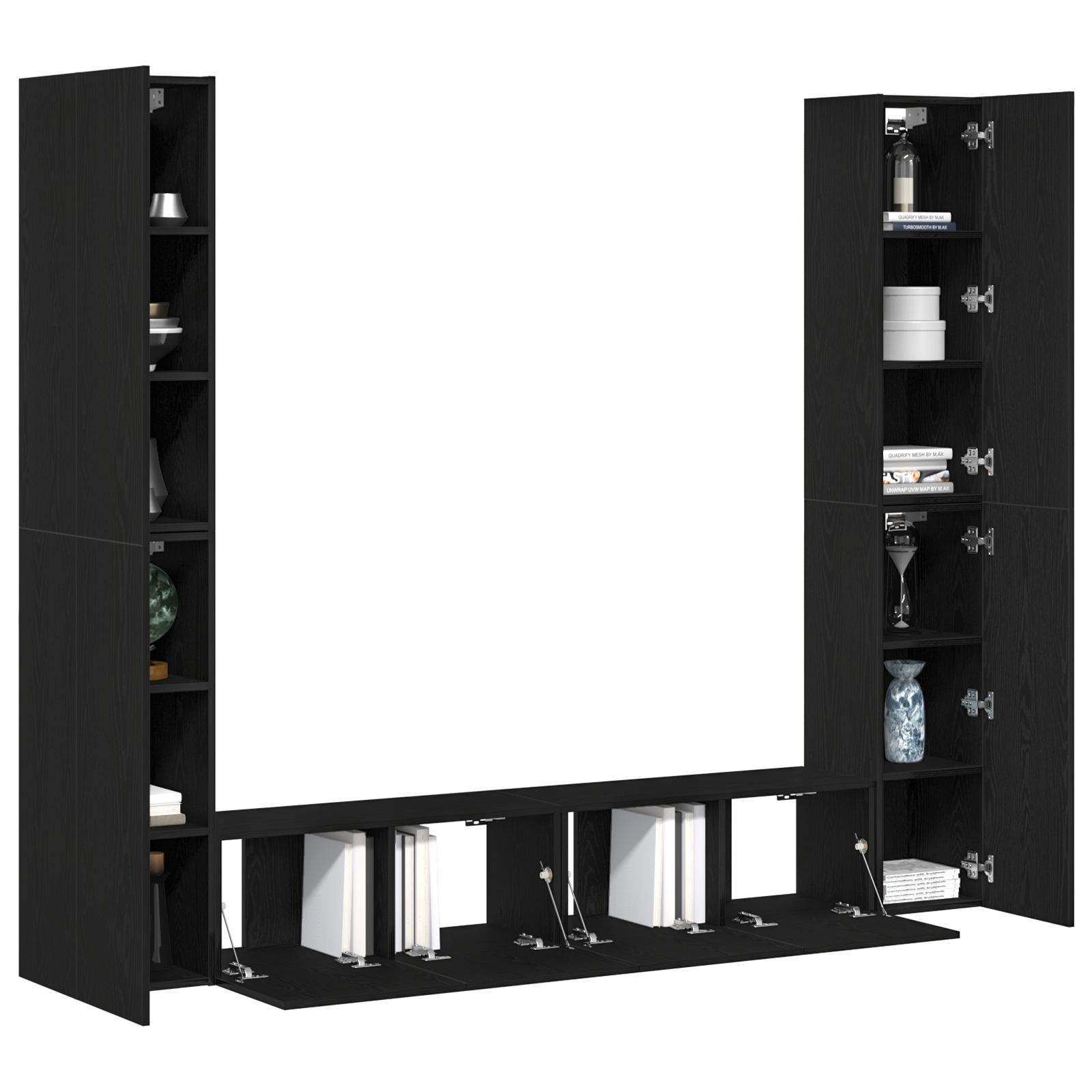 vidaXL 6-delige TV-kastset - Muurmontage, Zwart Eiken Gefabriceerd Hout