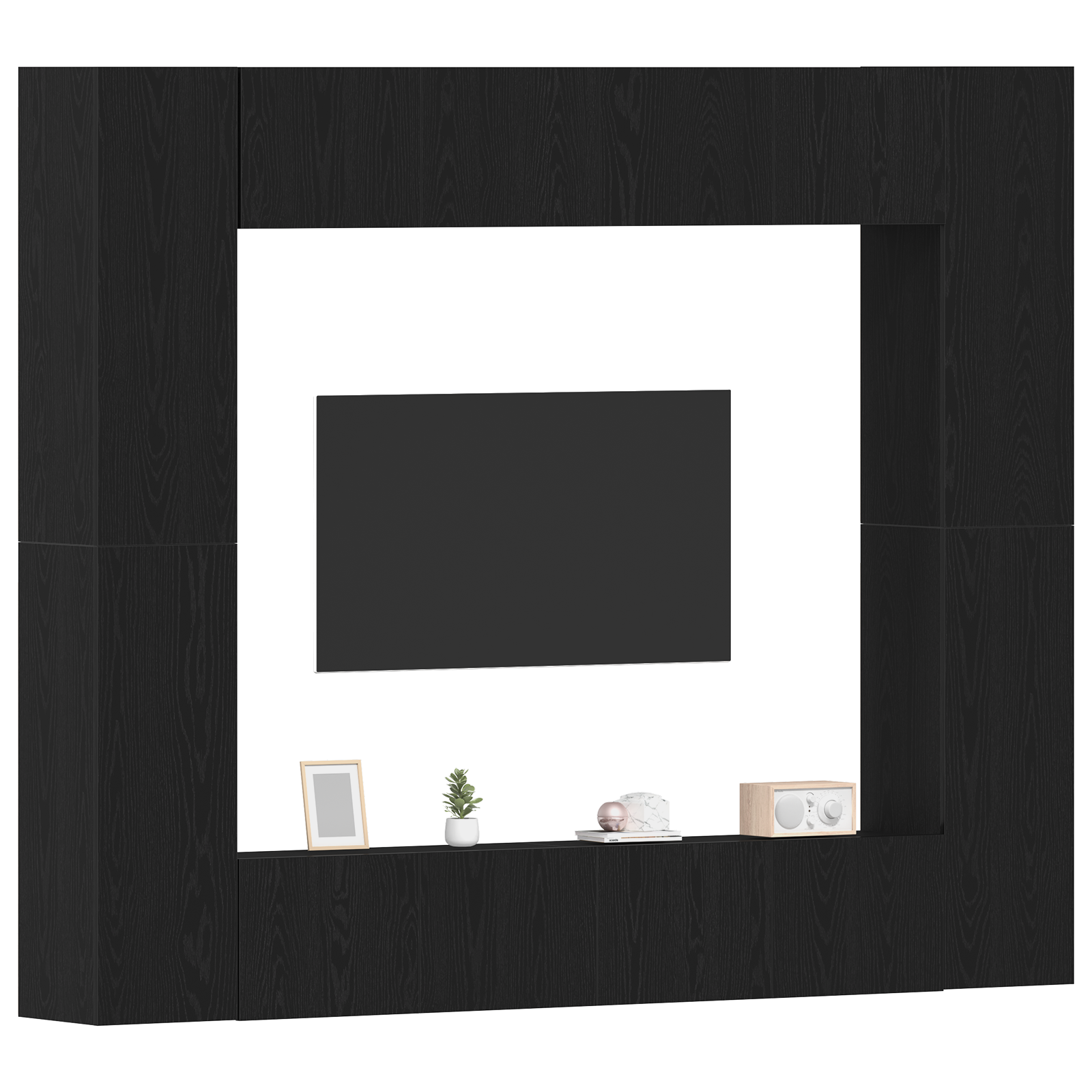 vidaXL 8-delige TV-kastset - Wandmontage, Zwart Eiken, Gelaagd Hout