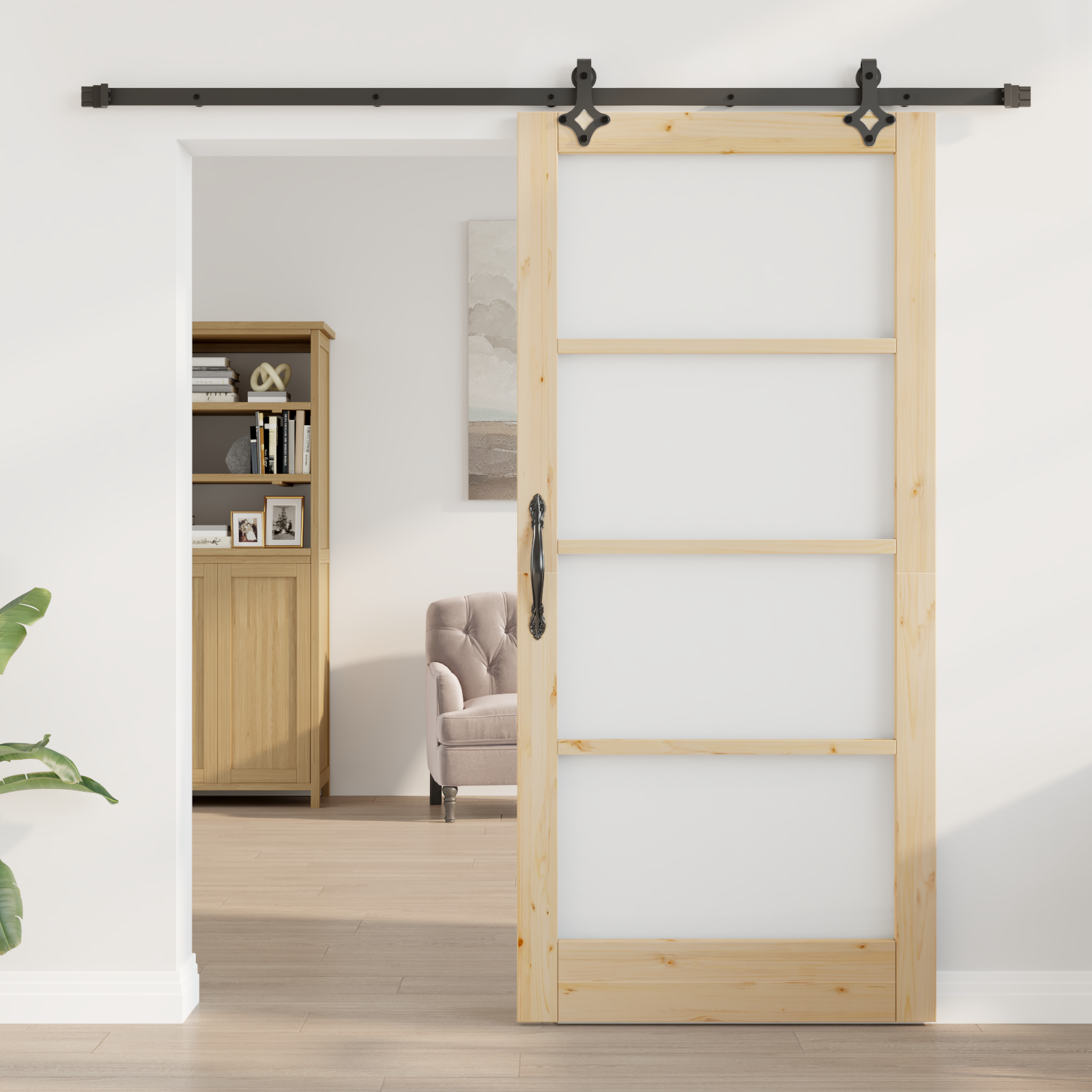 vidaXL Schuifdeur met Hardware Set 93x202 cm Massief Hout Vuren