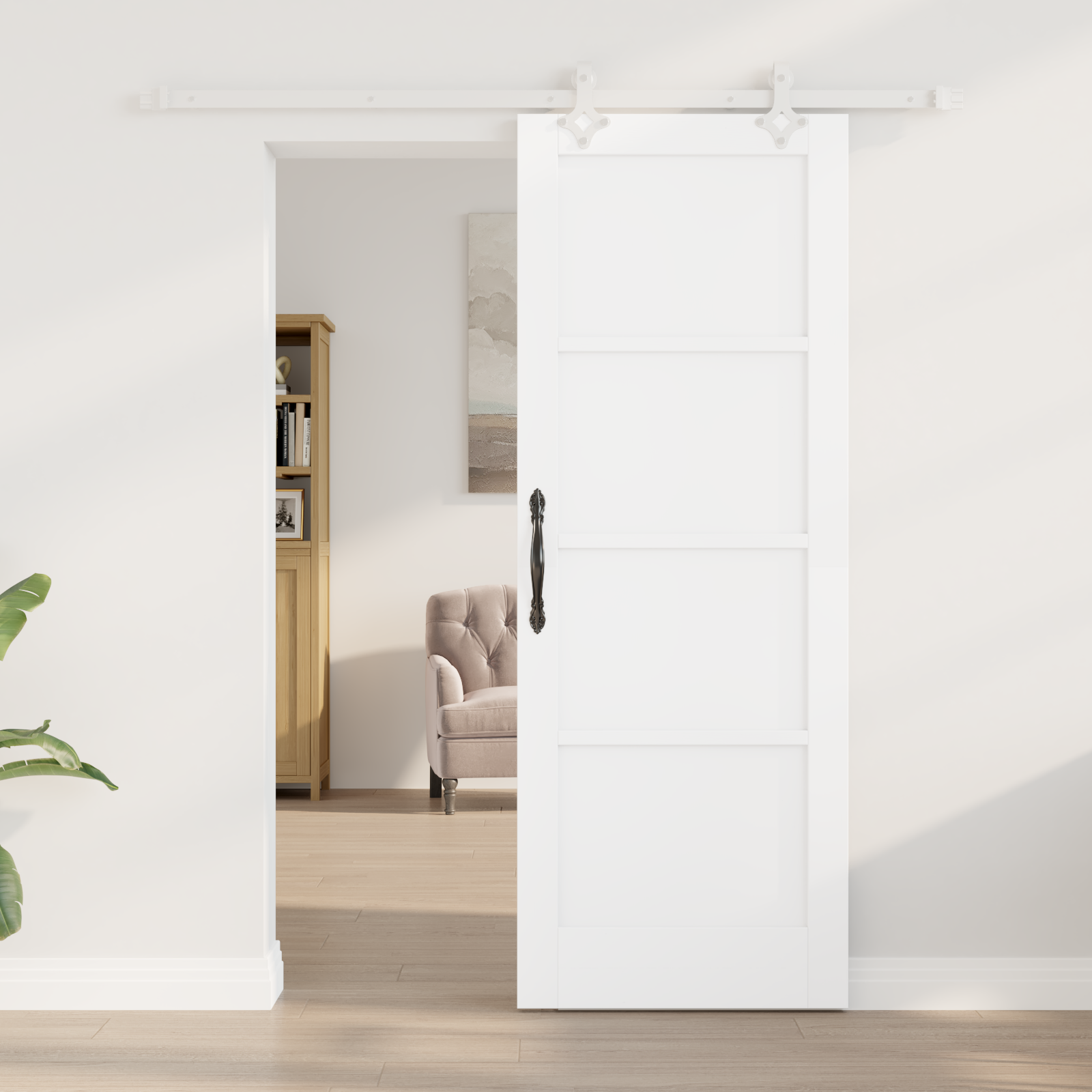 vidaXL Schuifdeur met beslag 73,5x198,5 cm massief grenenhout wit