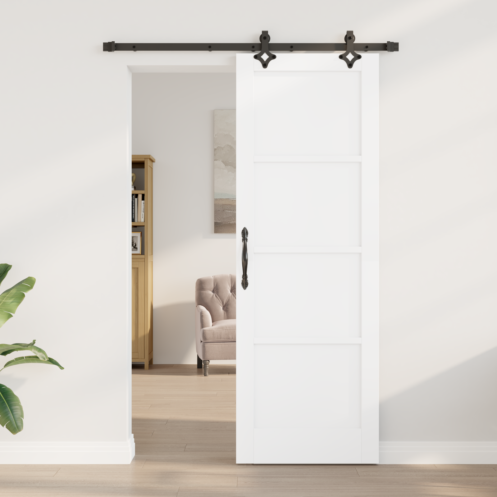 vidaXL Sluitdeur met Hardware Set 'ORKDAL'Witte Massief Houten Den