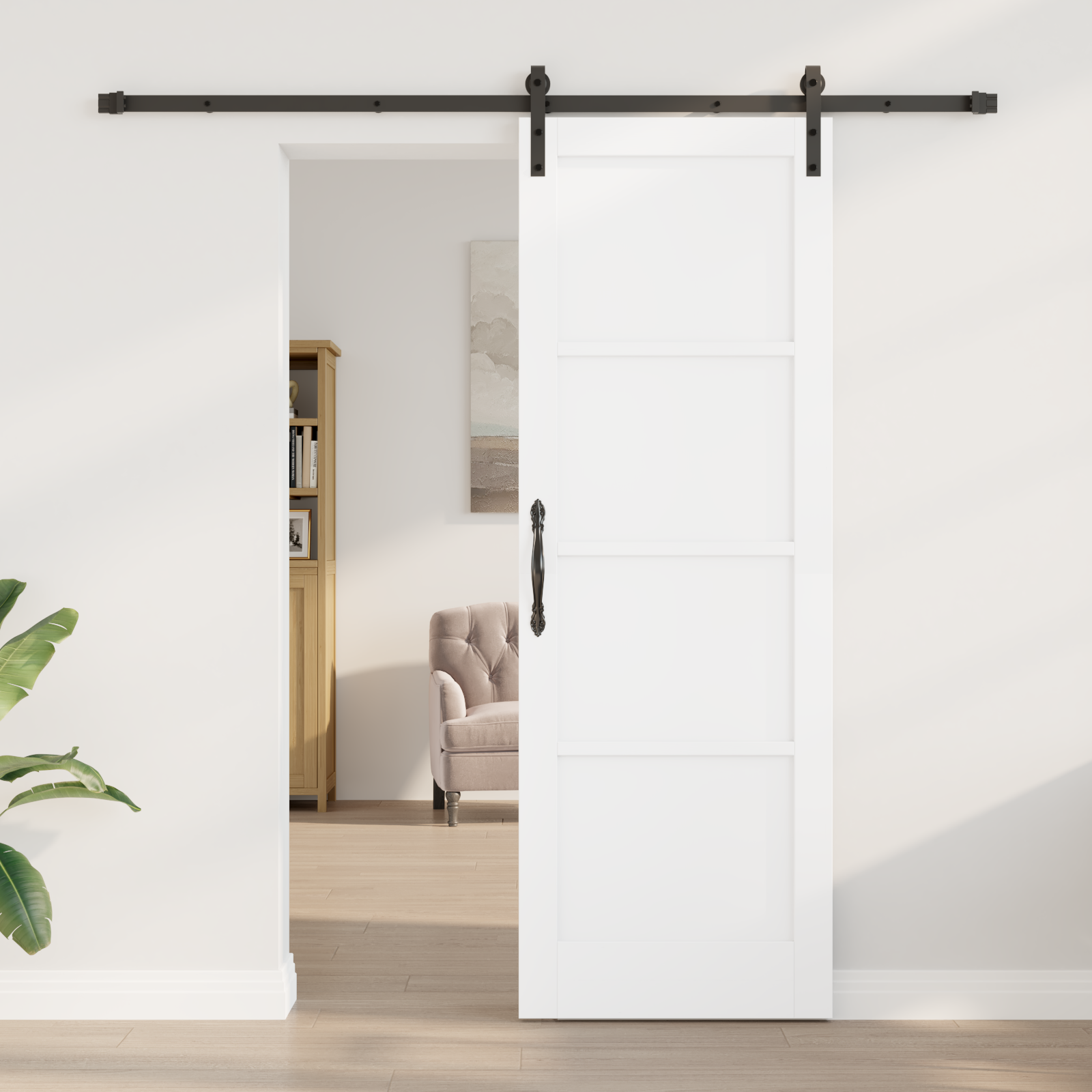 vidaXL Schuifdeur met beslag 73,5x211 cm massief grenenhout wit