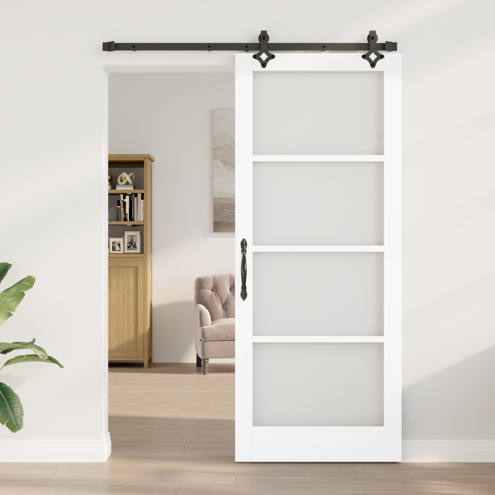 vidaXL Schuifdeur met Hardware Set Wit 86x211 cm Massief Grenenhout
