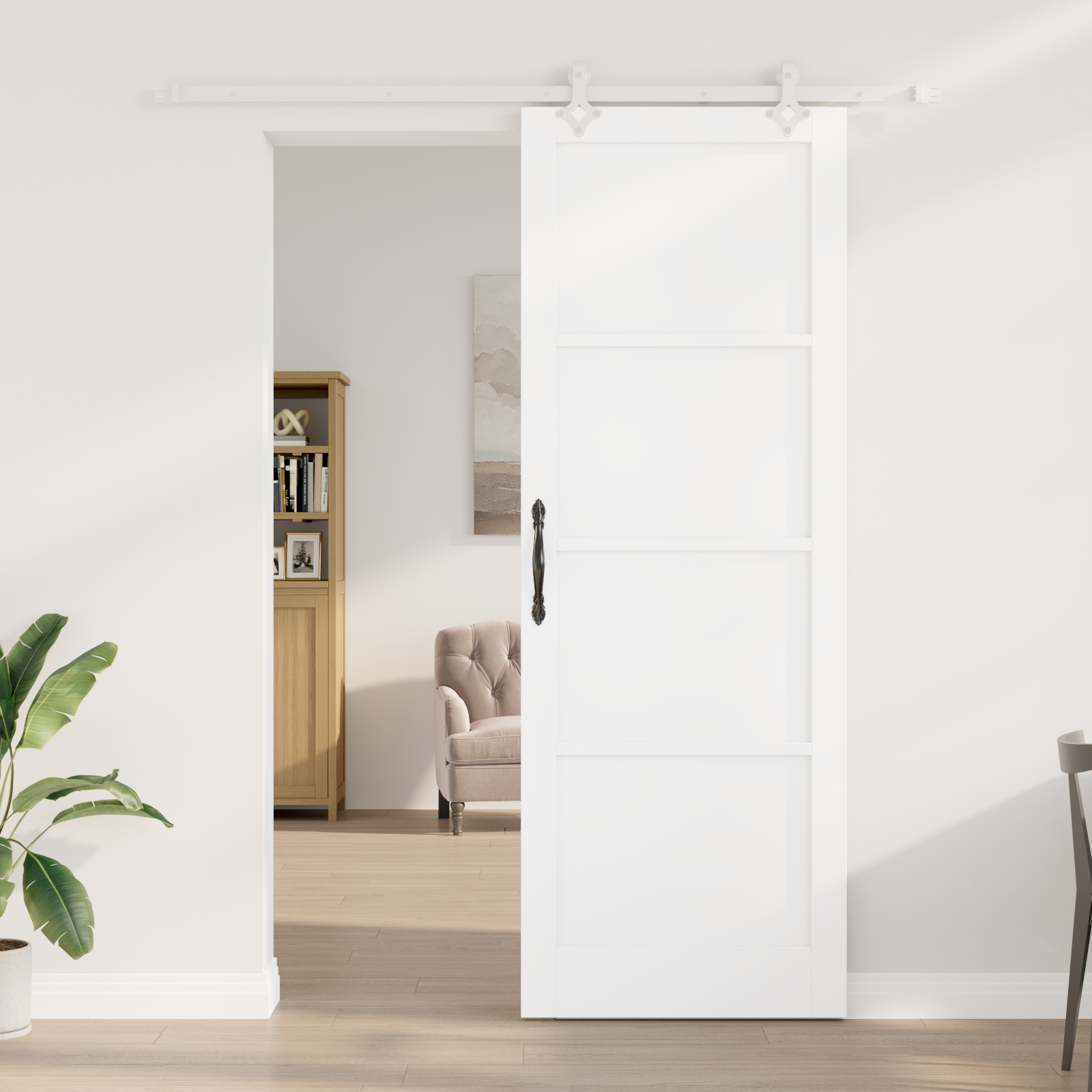 vidaXL Schuifdeur met beslag 83x232 cm massief grenenhout wit