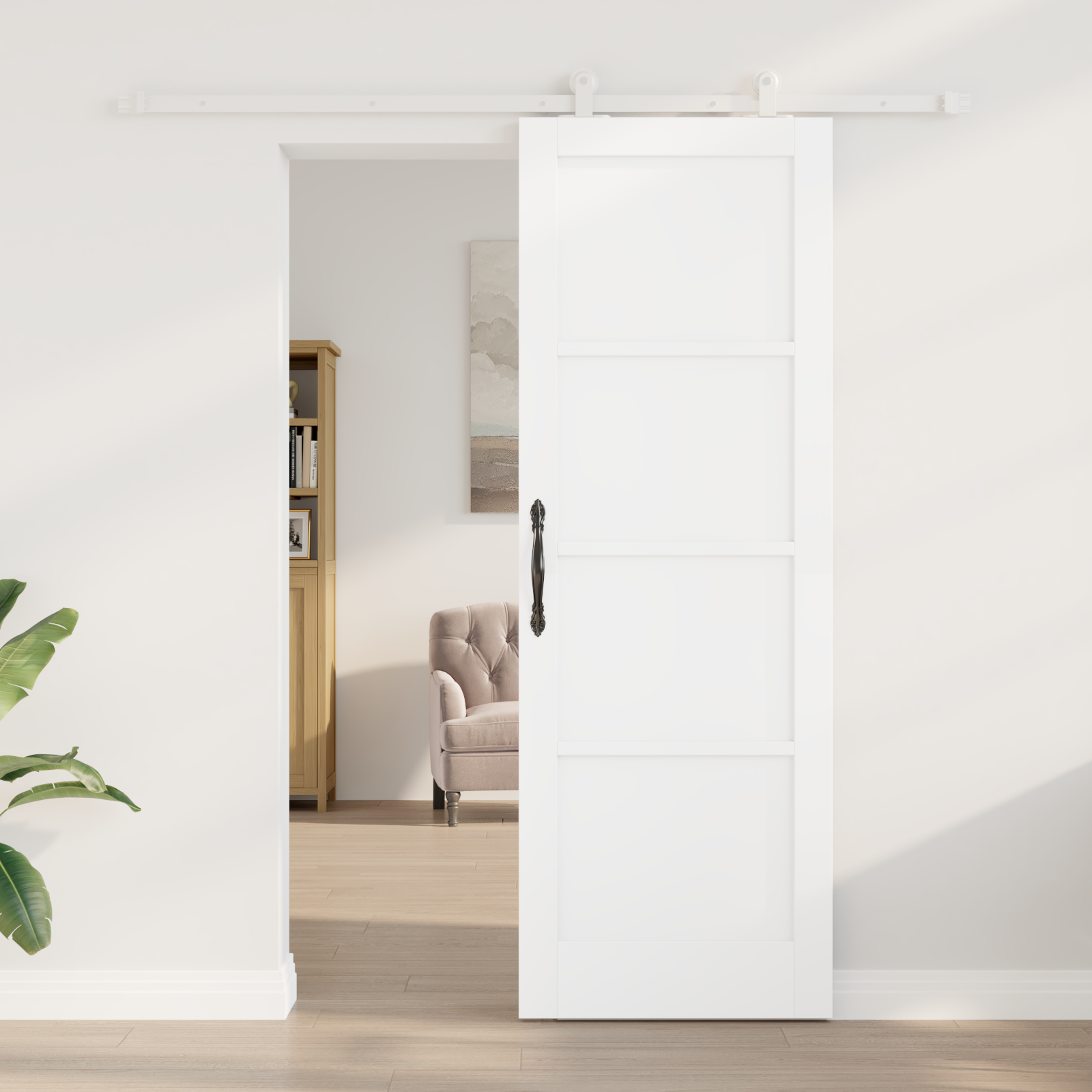 vidaXL Schuifdeur met Hardware Set 'ORKDAL'Wit Massief Vurenhout