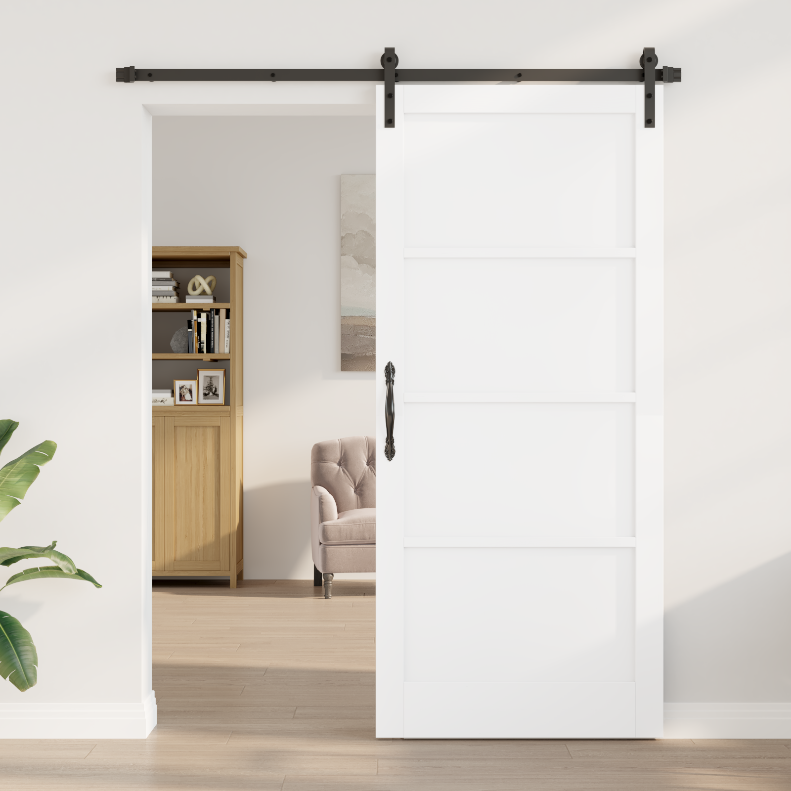 vidaXL Schuifdeur met beslag 93x211 cm massief grenenhout wit