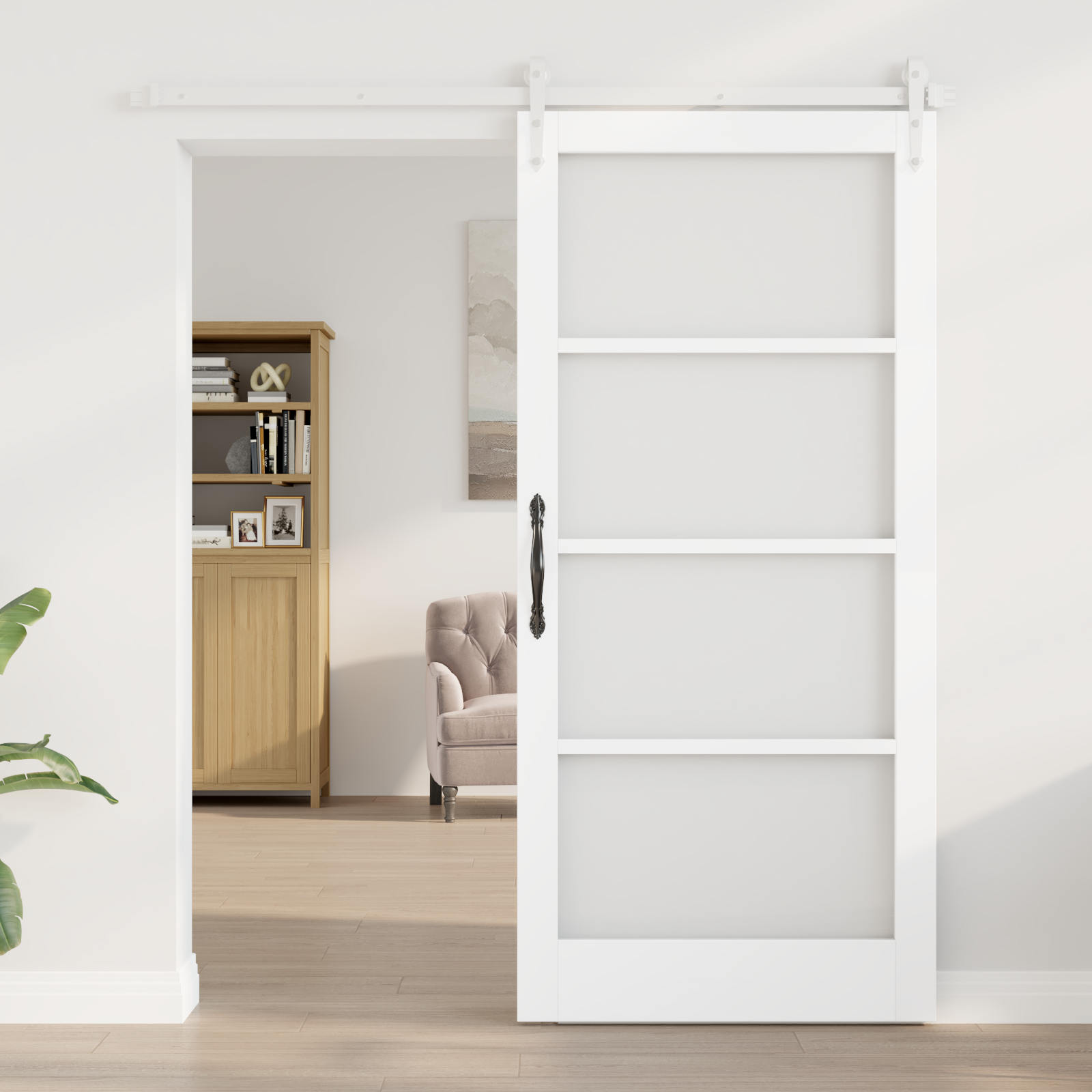 vidaXL Schuifdeur met Bevestigingsset Wit 93x202 cm van Massief Vurenhout